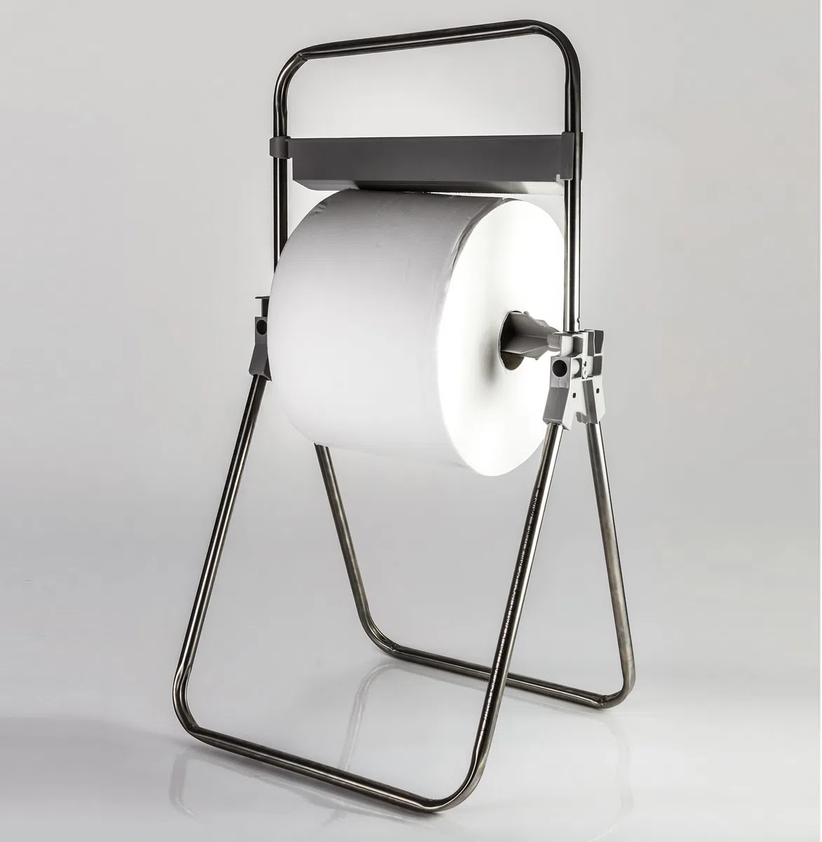 Portabobinas Papel Industrial | Dispensador Papel Industrial con Sierra de Corte | Acero Inoxidable | Trípode Papel para Taller