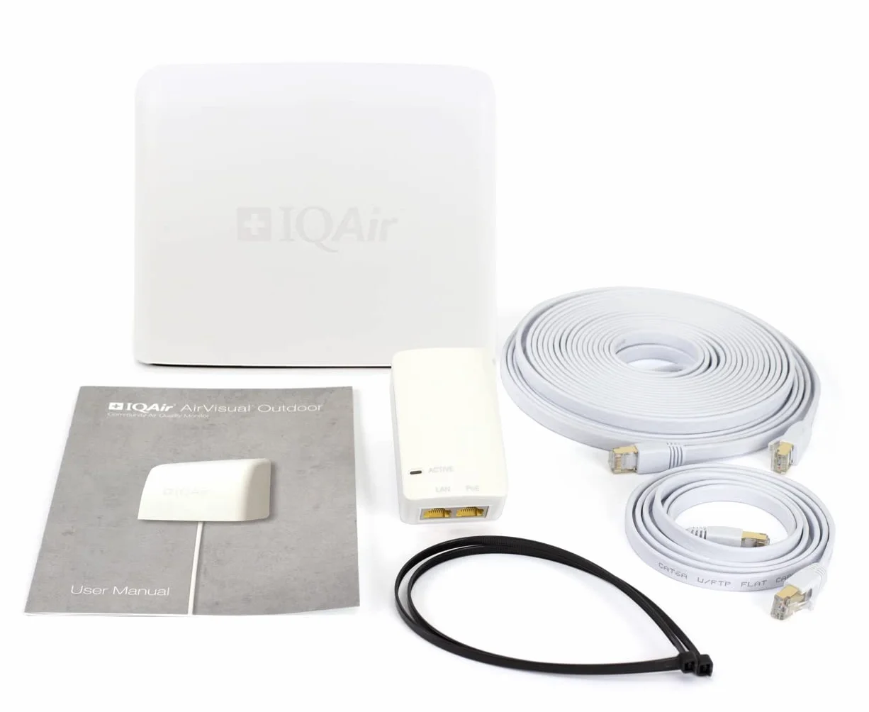 Medidor de Contaminación del Aire Exterior [PM1, PM2.5, PM10, Temperatura, Humedad, Presión Atmosférica, CO2], Smart Air Quality Monitor [Wi-Fi, WLAN, App], Monitor de Calidad del Aire Exterior