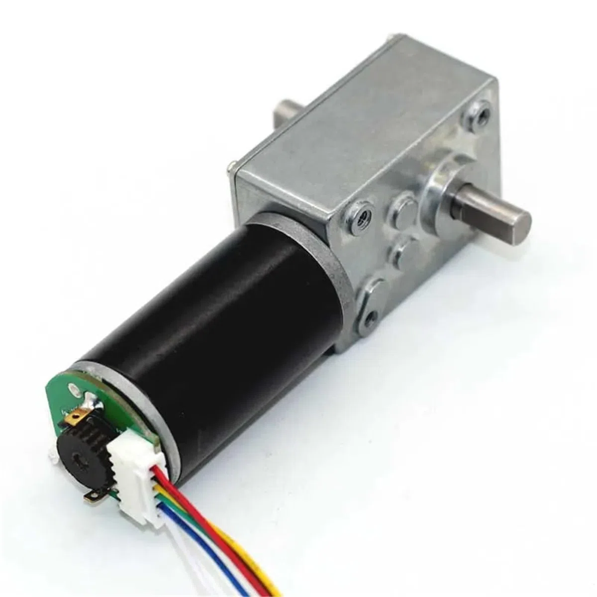 Mini motor eléctrico tubular de CC con codificador, reductor de engranajes helicoidales de ángulo recto de bajo ruido, motores reductores de doble eje de 12 V/24 V.(Only Motor,40R,24V)