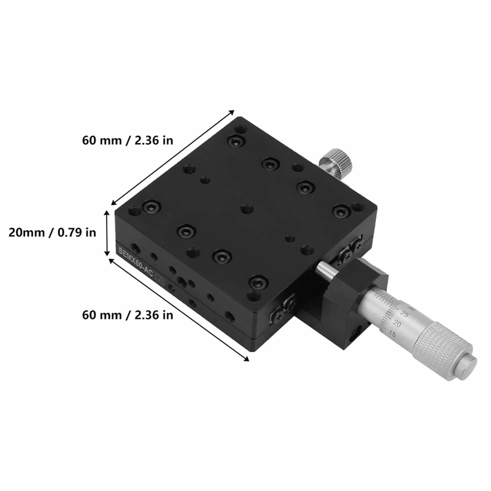 Micrómetro lineal, precisión manual 60x60 mm, herramienta medición industrial profesional, conversión exacta para laboratorios, talleres y control calidad