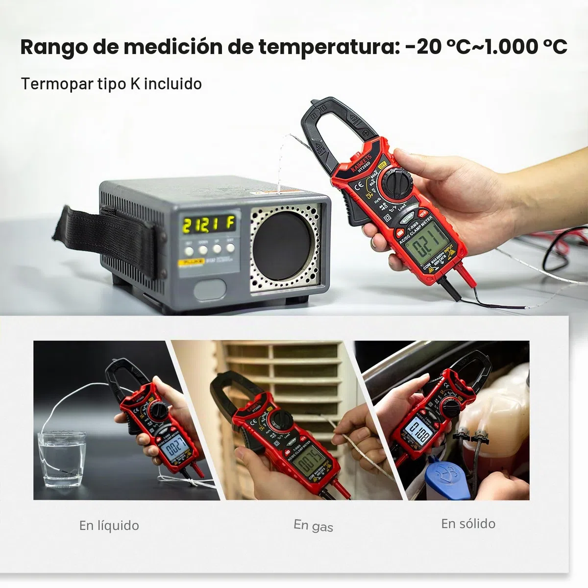 KAIWEETS HT206D Digital Pinza Amperimétrica Profesional para medir 600A CA/CC Corriente y Tensión con 6000 Cuentas, Valor Real, Autorango, NCV, Pinza de Capacitancia, Resistencia, Bateria