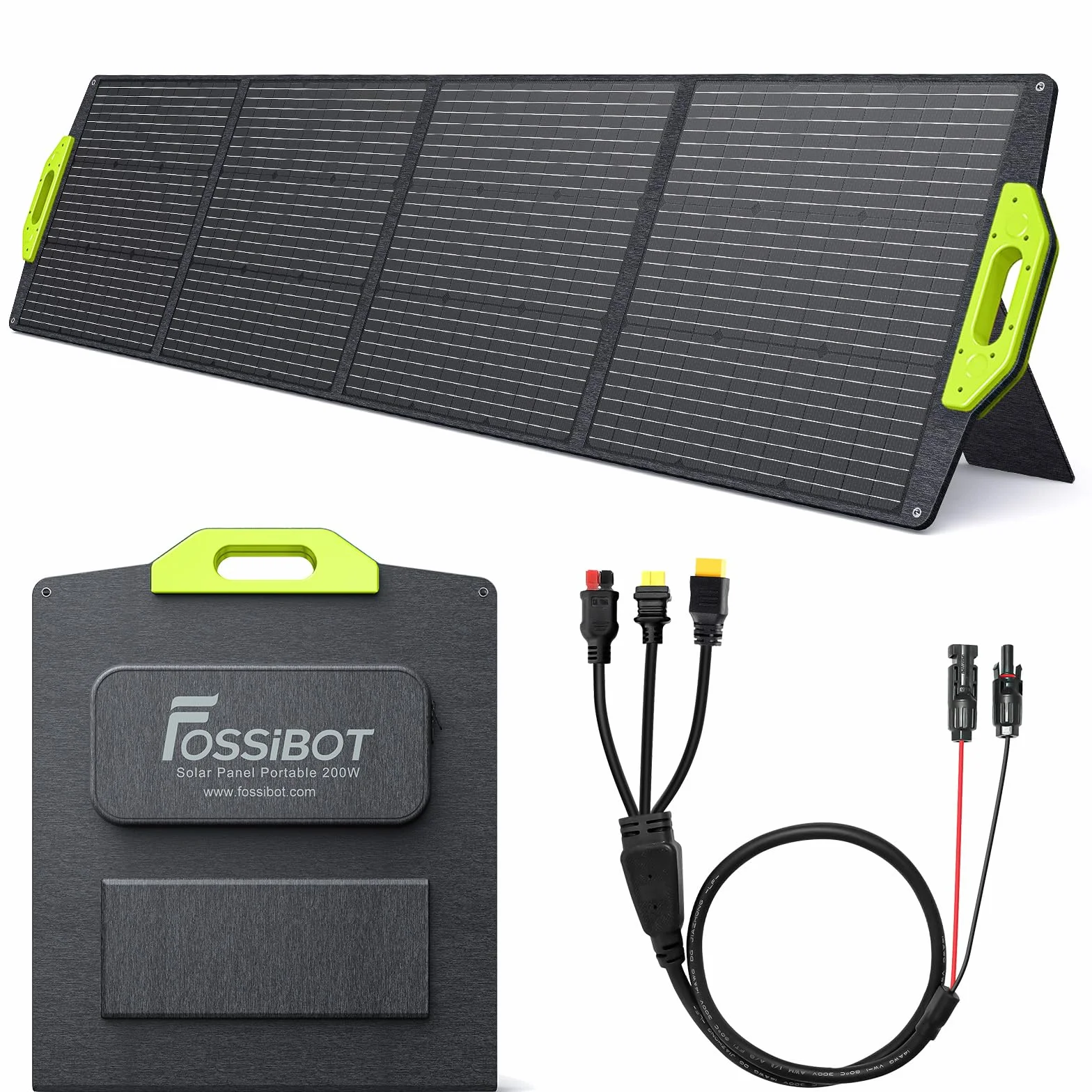 FOSSiBOT Panel solar plegable de 200 W, para generadores solares portátiles F1200, F2400, F3600, módulo fotovoltaico, para sistema independiente de la red, jardín, balcón, caravana hacia el exterior