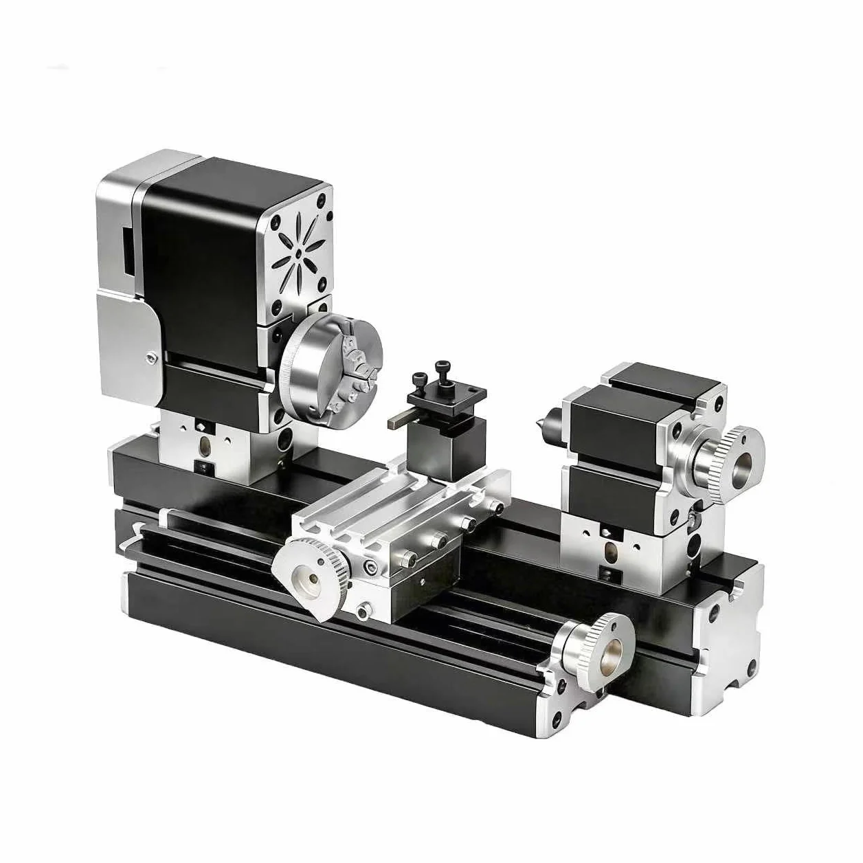 ZHRUI - Torno de metal didáctico en miniatura galvanizado, 50 mm, centro de 36 W, 20000 rpm para procesamiento de aluminio, madera, materiales plásticos (aumento del estilo)
