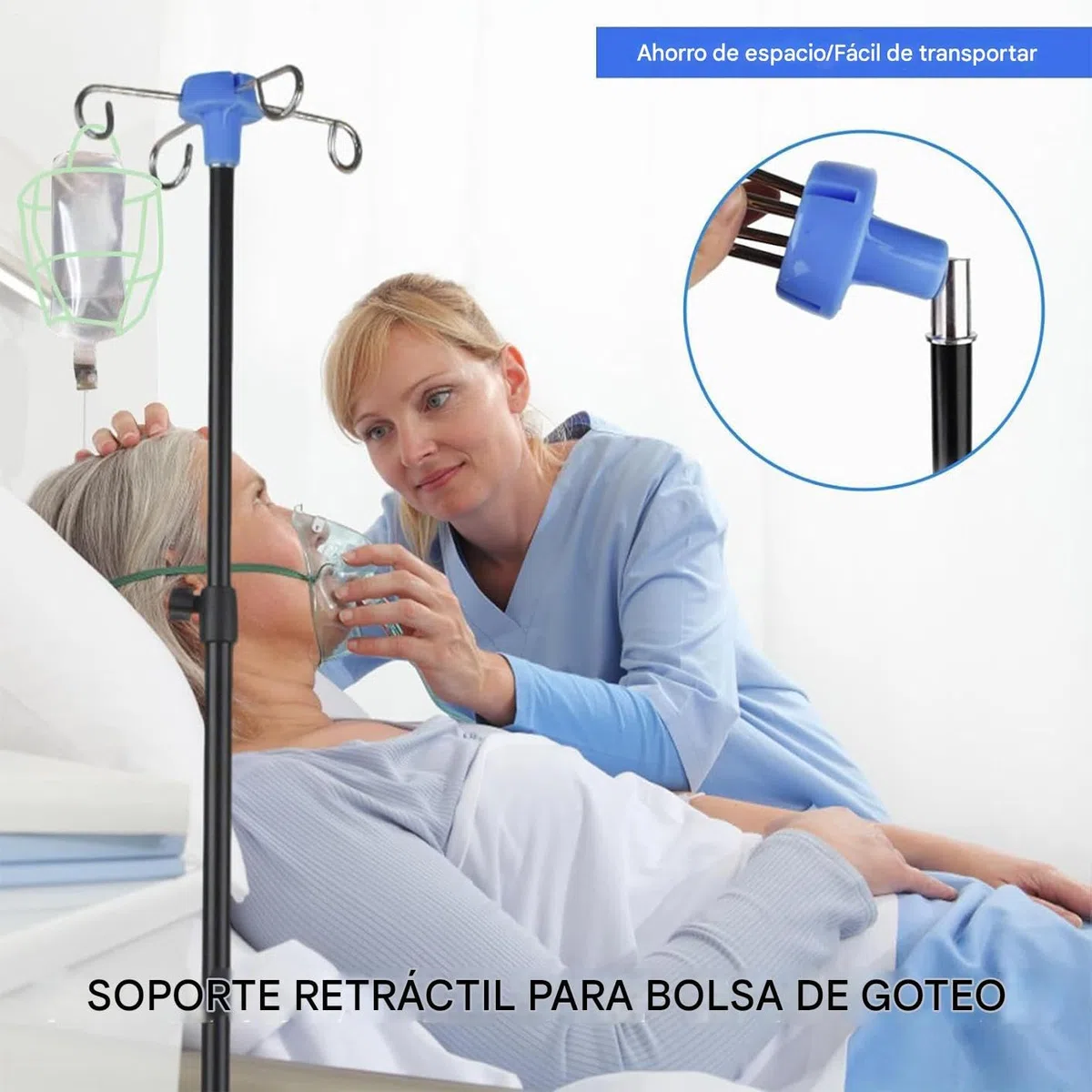 Soporte para Suero con Ruedas | Soporte Intravenoso para Hospital con Gancho para Botella | Equipo Plegable con Ruedas para Clínicas Asistencia Domiciliaria Uso Diario Interior Y Exterior