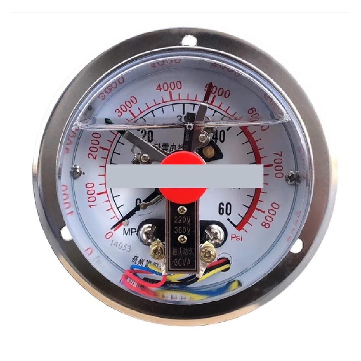 Manómetro de contacto eléctrico sísmico de borde de correa axial YNXC-100ZT asistencia magnética de 1.6MPA, control de límite superior e inferior de 0-60MPA(0-1MPA)