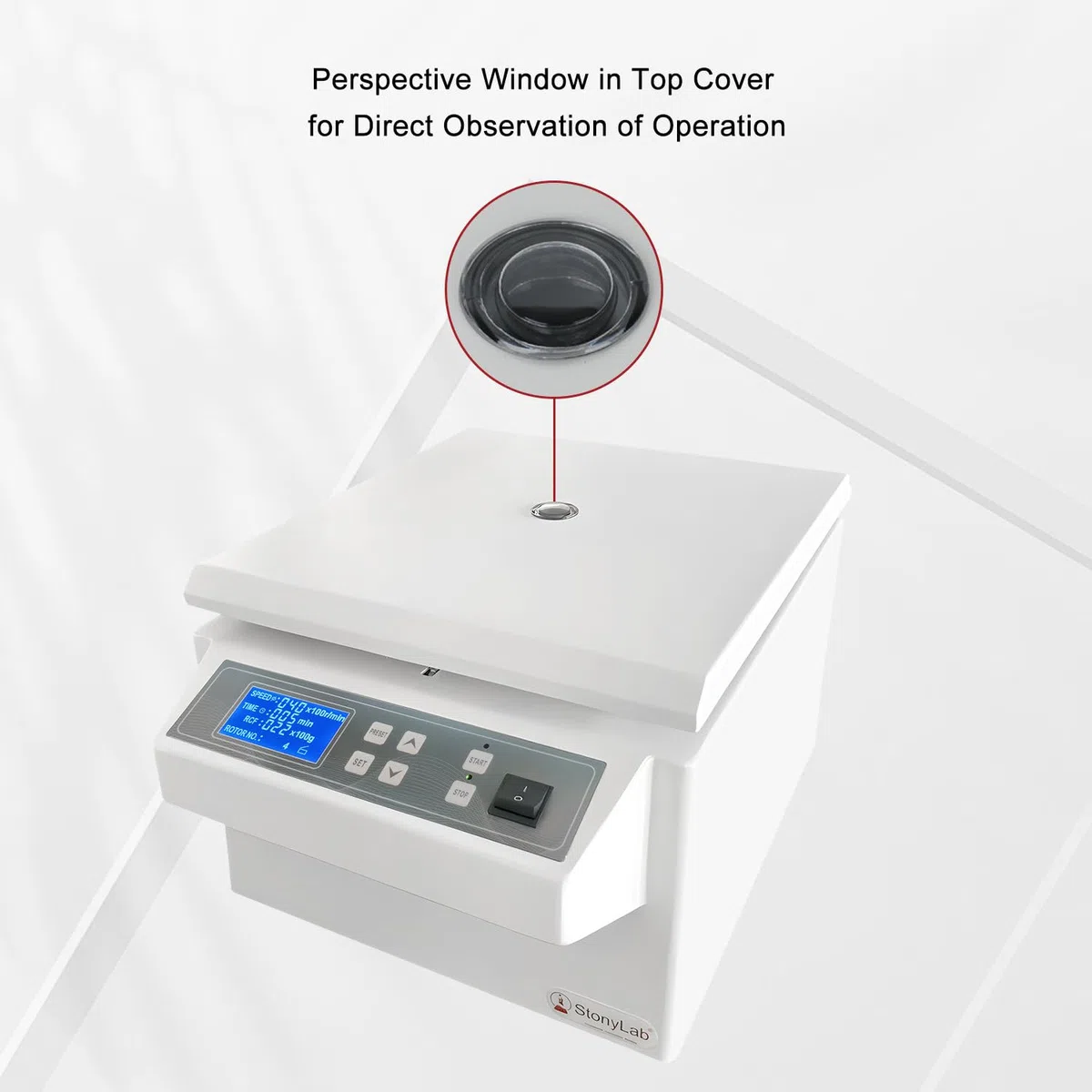 stonylab Centrífuga de Baja Velocidad, 220V/60Hz, Centrífuga Digital de Sobremesa con Velocidad Máxima de 4000 RPM, Fuerza Centrífuga Máxima de 2400xg, Rotor de Ángulo de 15 ml x 12