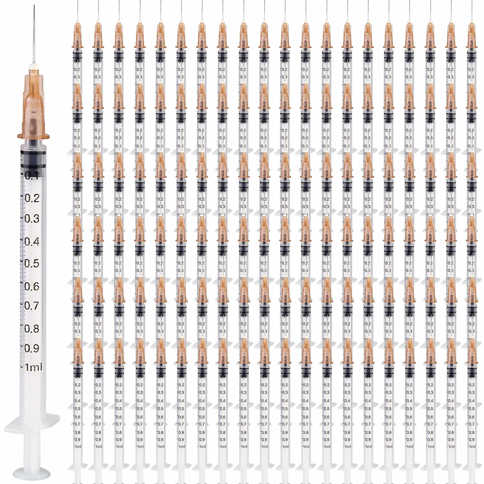 100 piezas jeringas de 1 ml, jeringas plásticas, jeringas de dosificación pequeñas, jeringas líquidas para experimento científico, distribución, medición de líquidos, embalaje con sellado