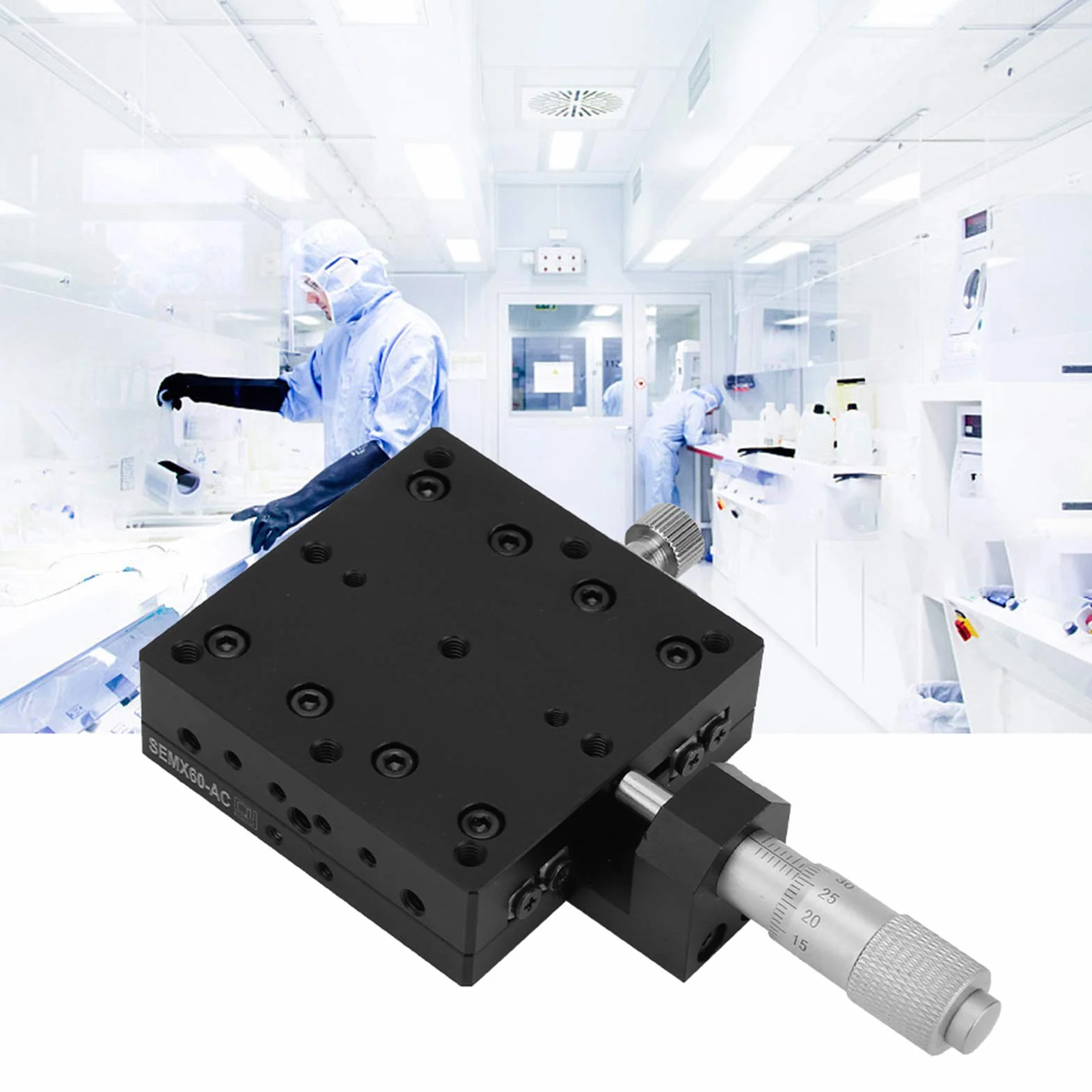 Micrómetro lineal, precisión manual 60x60 mm, herramienta medición industrial profesional, conversión exacta para laboratorios, talleres y control calidad