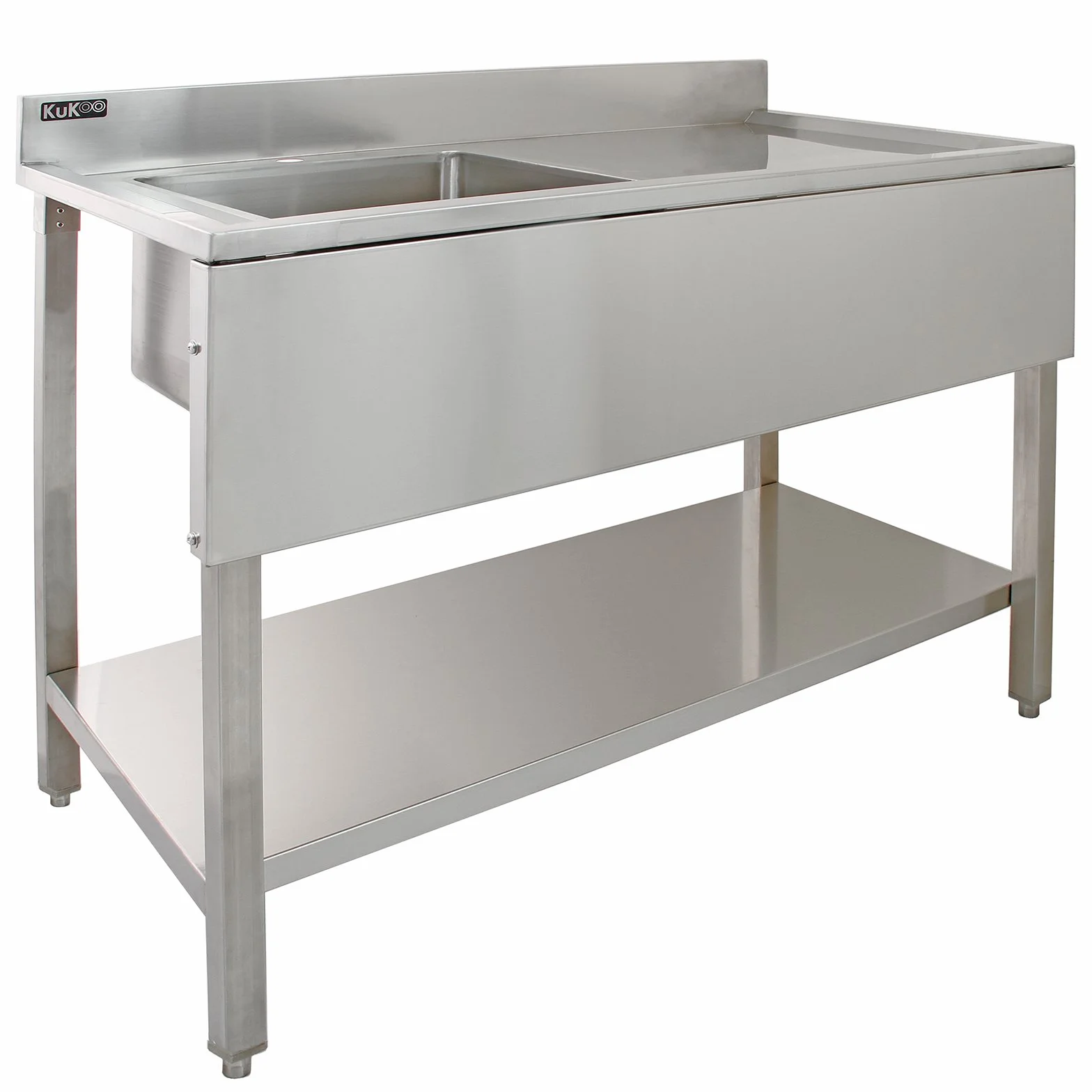 Fregadero de Cocina Acero Inoxidable 1 Seno Izquierda + Escurridor Derecha 120x60x90cm 2 Coladores Desagüe