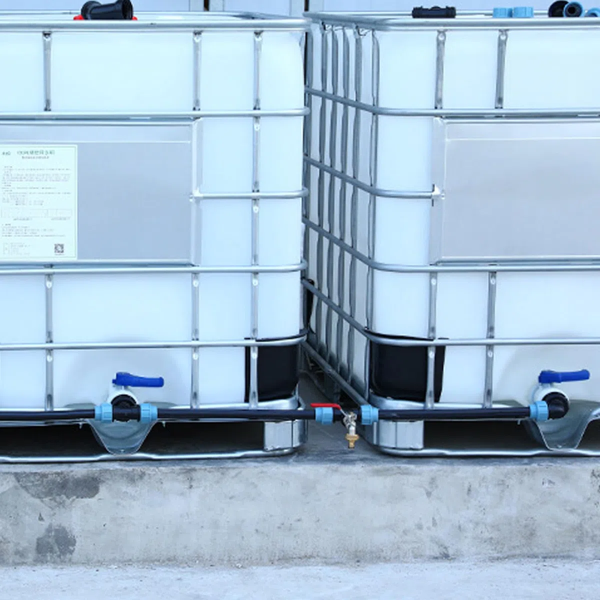 Set Conexión IBC 3 Tanques, Kit Conexión IBC En Paralelo, Para Depósitos 1000l Y Bidones De Lluvia Con Grifo Latón 3/4” Cuello Cisne, Válvula Cierre, Racores Manguera, Para Riego Jardín