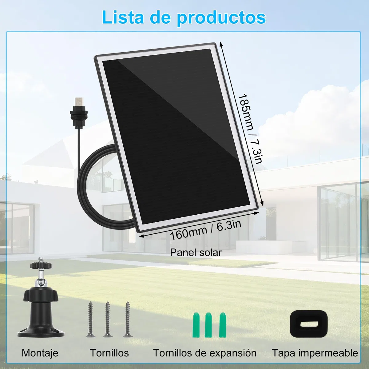 Panel Solar con Montaje Giratorio de 360 ​​grados, Carga Solar Eficiente, Seguro y a Prueba de Agua, Silicio Monocristalino, Material ABS, Instalación Versátil, Diseñada (2 PCS)