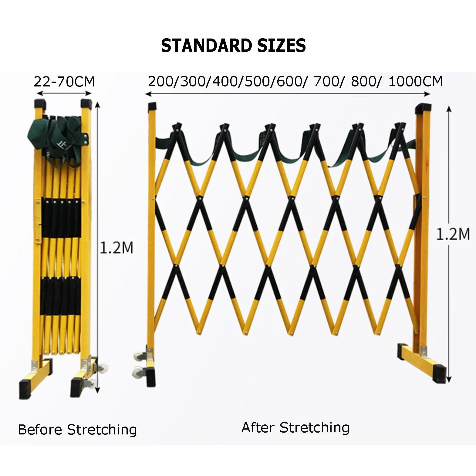 Barrera de seguridad extensible para puerta retráctil, ideal para zonas de trabajo, garajes, muelles de carga. Valla metálica fácil de mover para mayor seguridad.