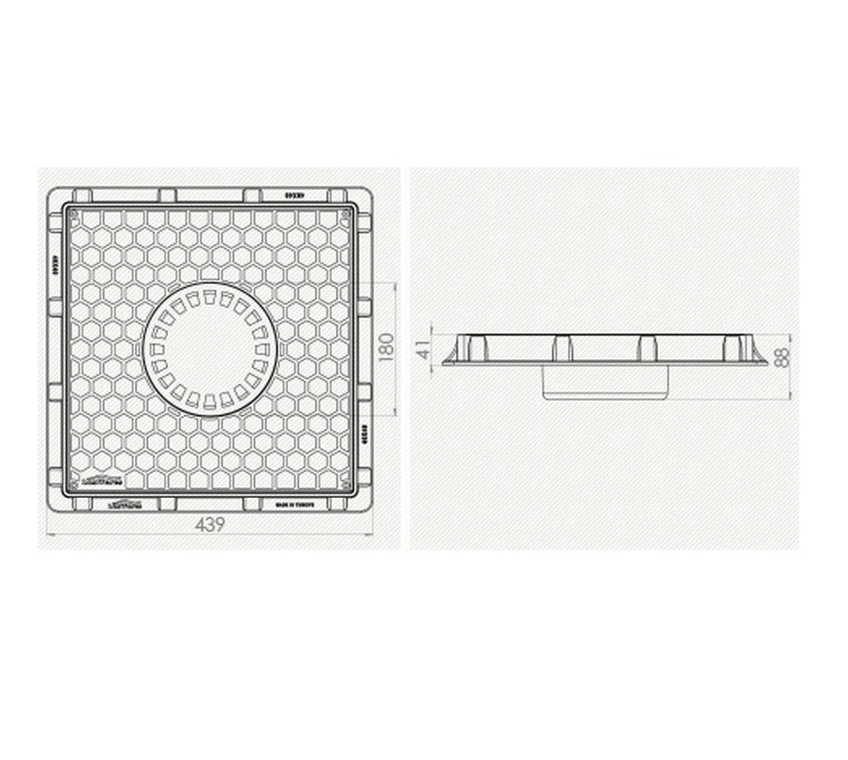 Tapa de pozo o alcantarilla con marco de polipropileno, tapa de conducto de inspección, (40 x 40 cm especial)