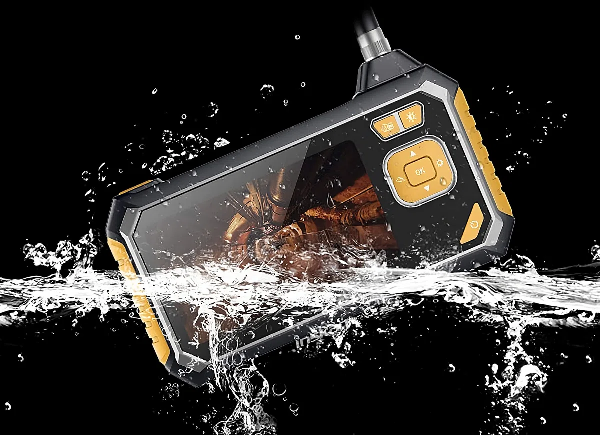 Retoo Endoscopio Cámara de Inspección Industrial Digital de alcantarilladoImpermeable IP67 4,3 Pulgadas Pantalla HD Cable De Serpiente Semirrígido De 3 M LED Sonda