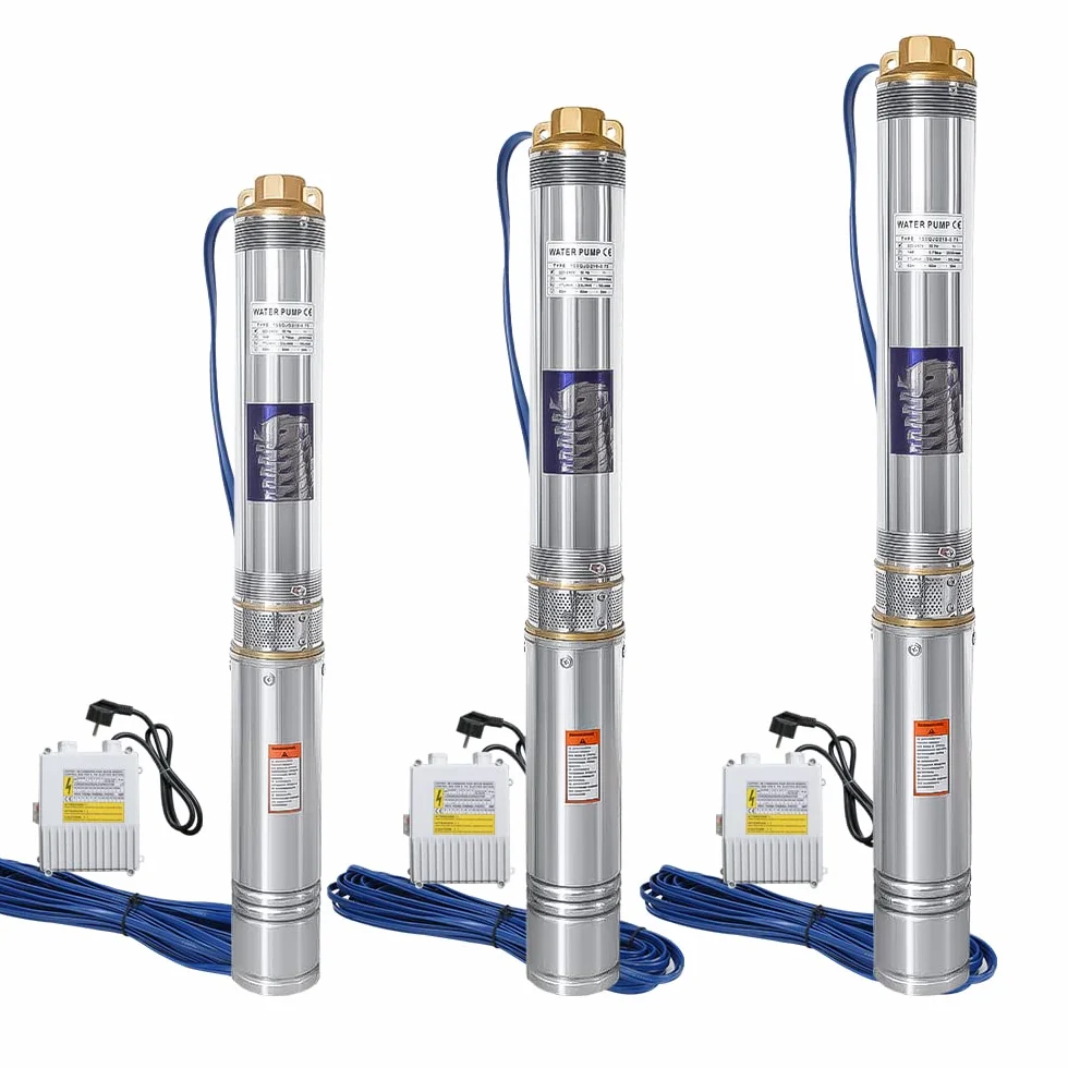 Gimisgu Bomba de Pozo Profundo acero inoxidable 750W, Bomba de agua sumergible pozo para aguas claras con 4000 L/H, Profundidad máx.67m, 6,7bar, Incl. caja de control cable de 20m