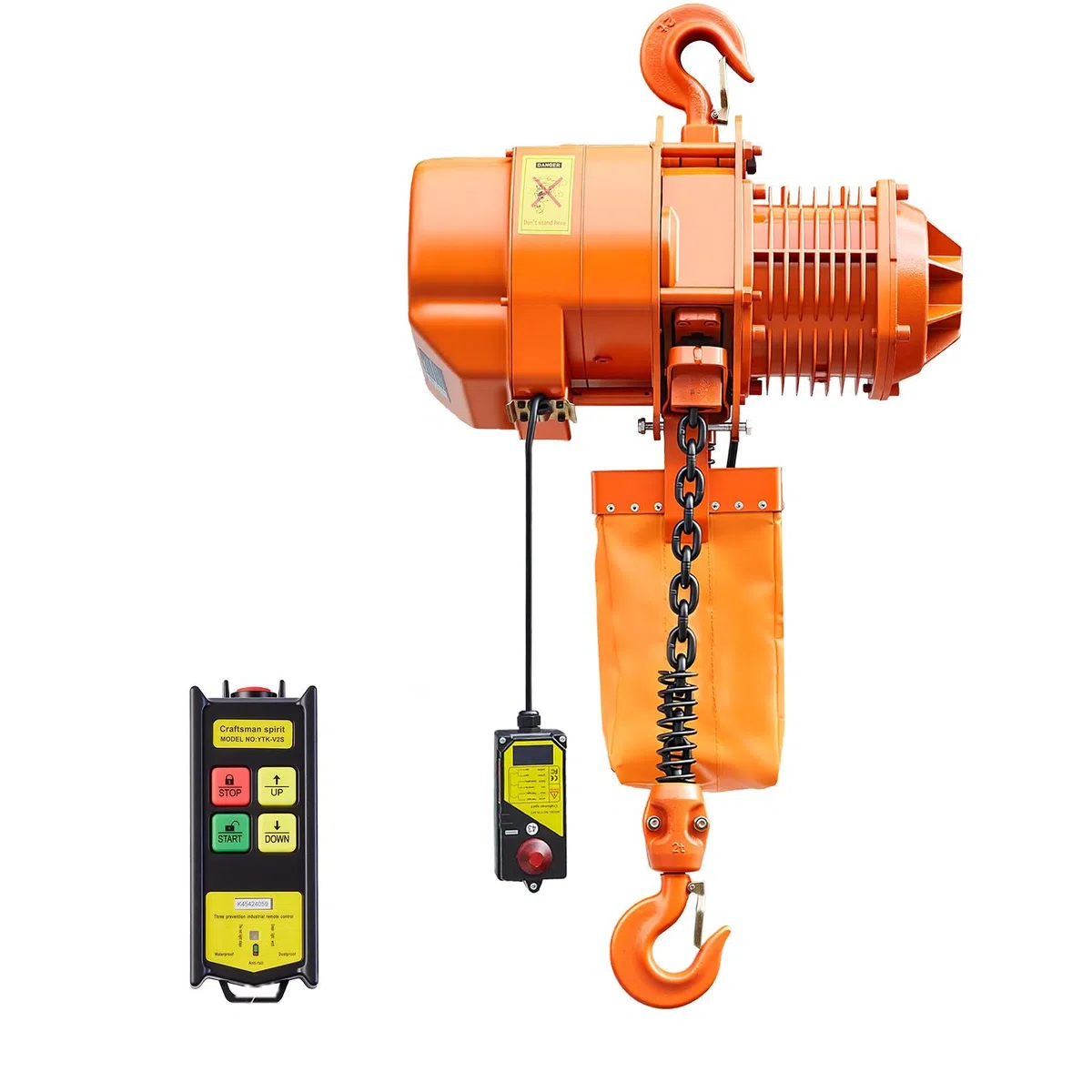 VEVOR Polipasto Eléctrico de Cadena Carga 2000 kg, Trifásico 380-415 V, 50Hz, Elevación de 6m, Cadena G100, Velocidad 6,6 m/min con Control Remoto Inalámbrico 100 m para Motor Garaje Reparación Taller