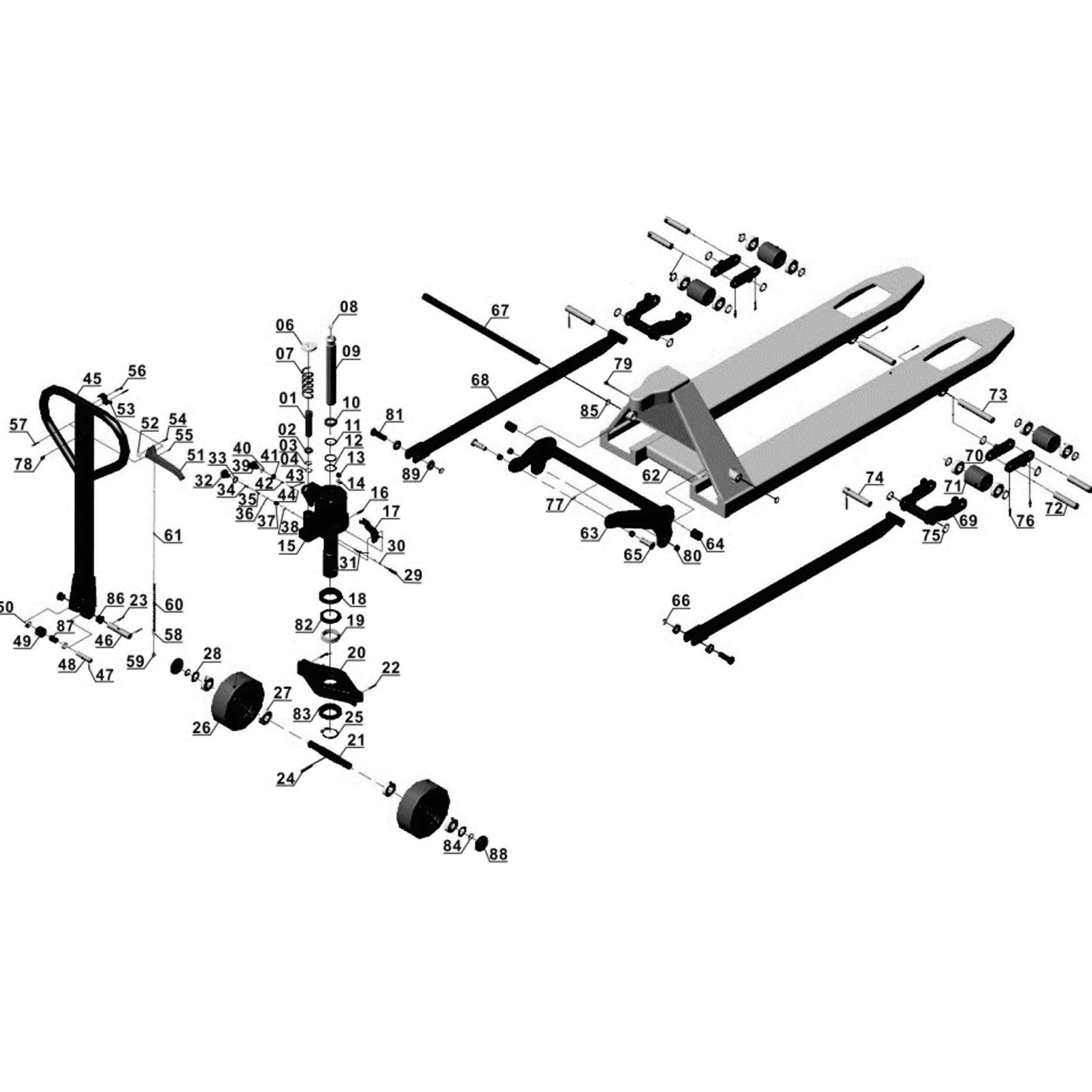 Einhell palé Transpaleta TC de PT 2500 (carga 2500 kg, tenedor Altura 80 – 190 mm, estructura resistente en acero, ruhige unidad eigenschaft el Poco rodadura)