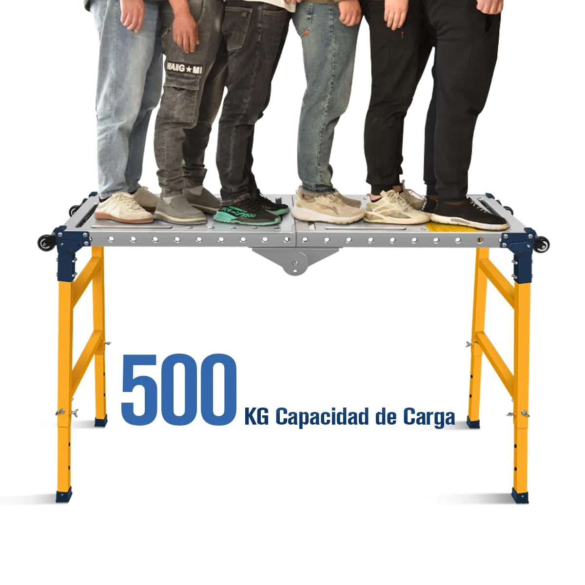 Plataforma de Trabajo Portátil Multifuncional de Aluminio con Capacidad de Carga de 500KG, Mesa de Soldadura Ajustable con Tablero Galvanizado de 36x140cm