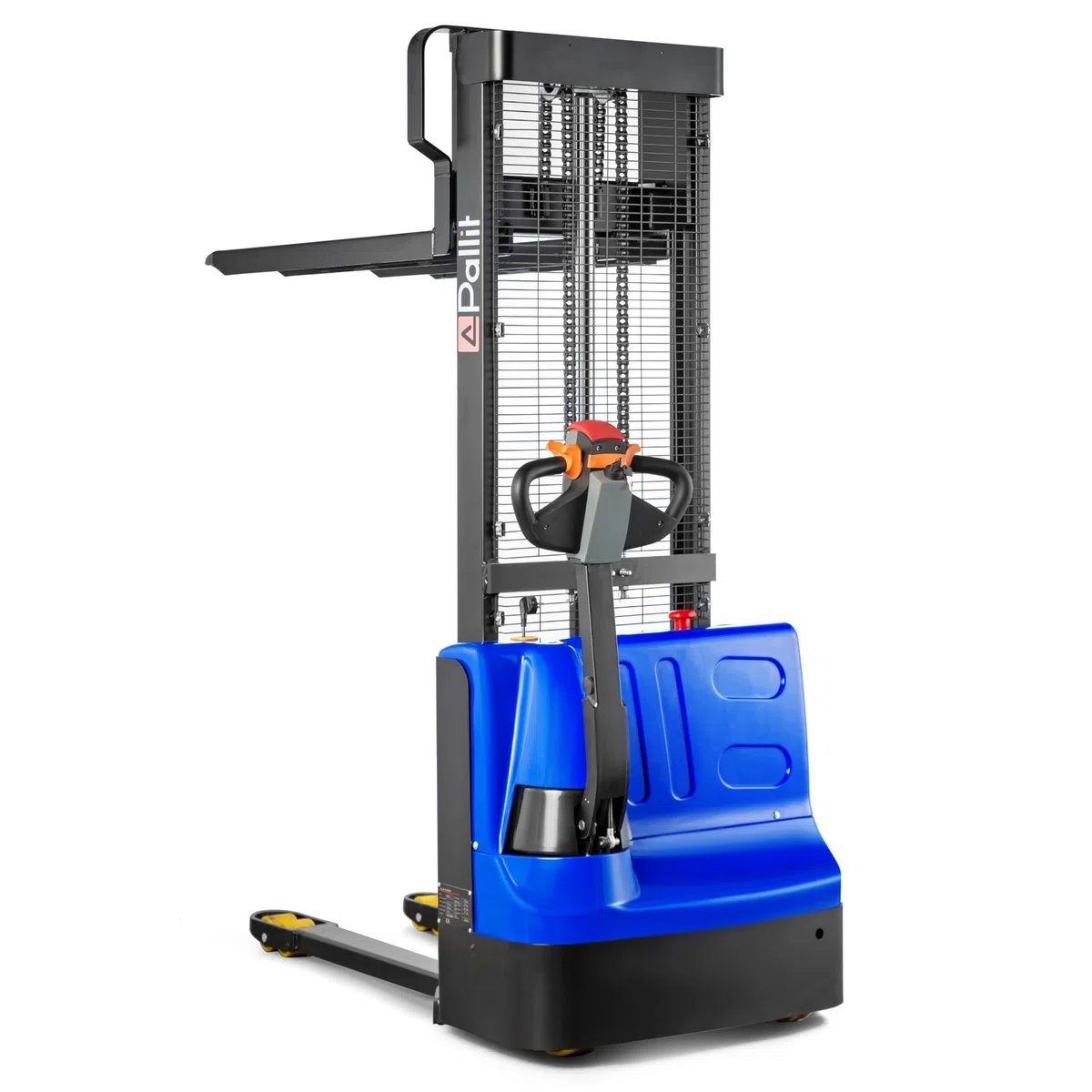 Transpaleta eléctrica Pallit BUDGET-XS | 1600 mm altura de elevación | 1200 kg capacidad de carga | incl. 2 baterías de plomo-gel | apilador eléctrico
