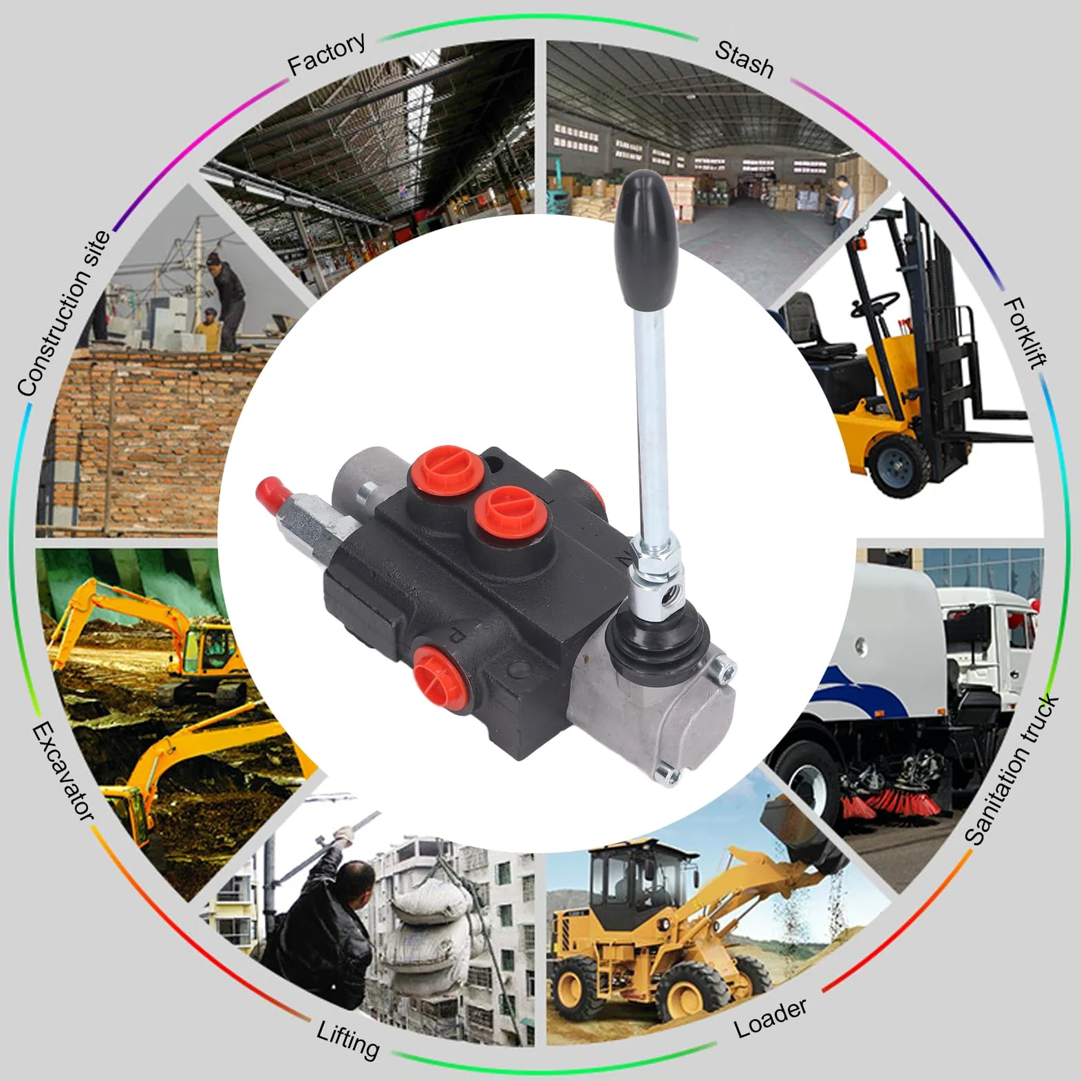 Fockety Válvula de Control Direccional Hidráulica, Válvula de Control de Flujo Hidráulica de Doble Acción de 1 Carrete, Válvula de Carrete Hidráulica para Tractor, Cargador, Tanque