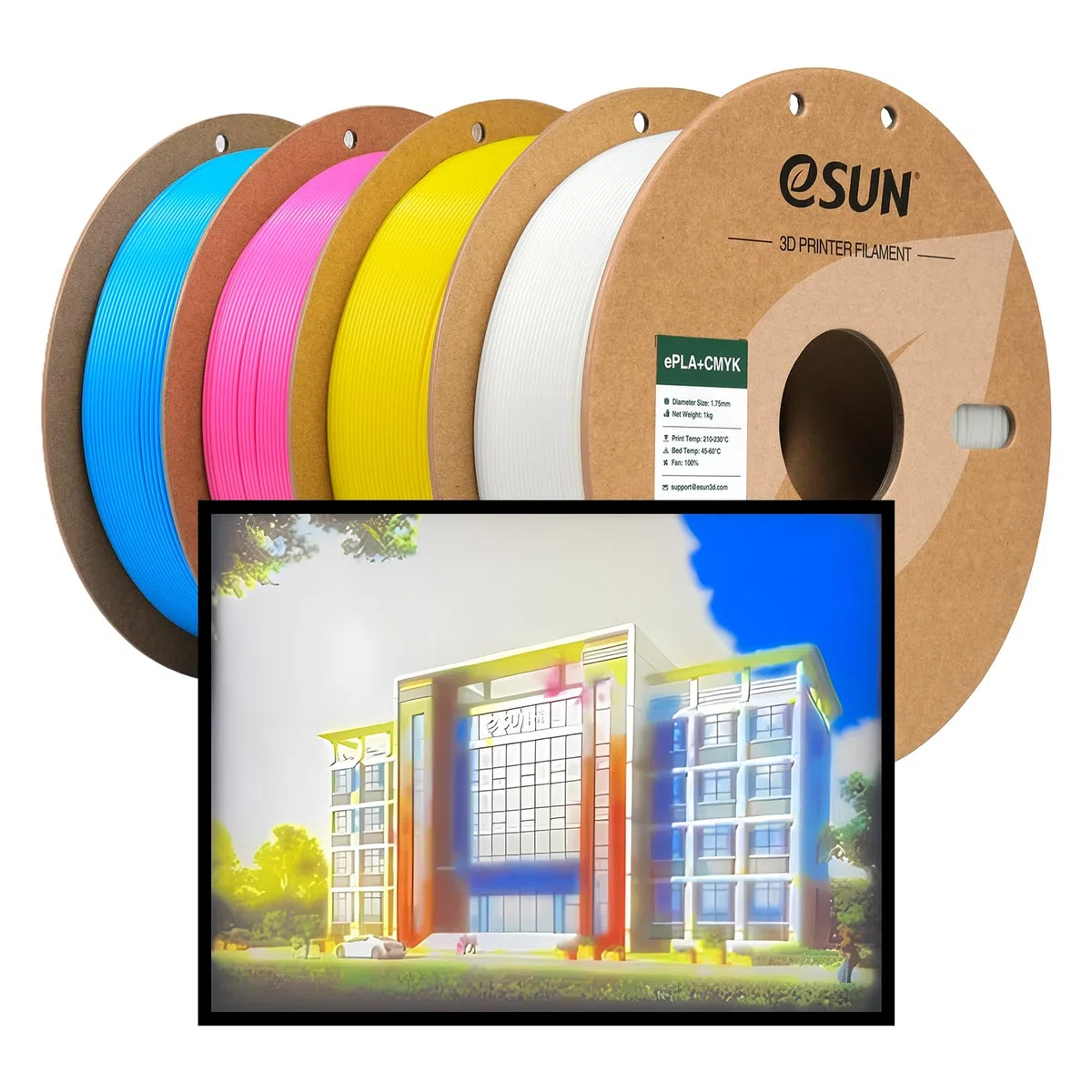 eSUN PLA+ Filamento 1.75mm, CMYK Lithophane Filamento PLA Plus, Precisión Dimensional +/- 0.03mm, 1KGX 4 Bobinas Filamento de Alta Velocidad para Impresoras 3D FDM