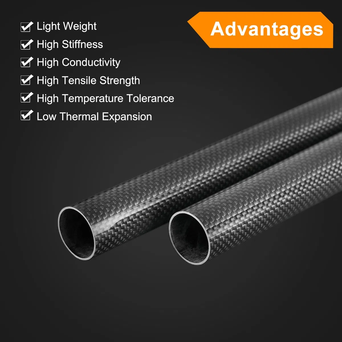 QUARKZMAN Carbono Fibra Tubos, 500mm x 30mm x 28mm 3K Huecos Carbono Envueltos Tubos Redondo Simple Tejido Brillante Superficie para Quadcopter Paquete de 4