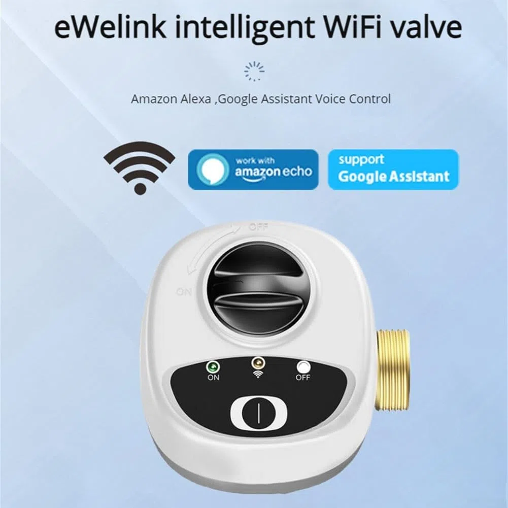 DAZZLEEX Válvula WiFi inteligente para apagado de agua y gas, temporizador y función de alarma, controles de aplicación, válvula de bola eléctrica inalámbrica (DN15)