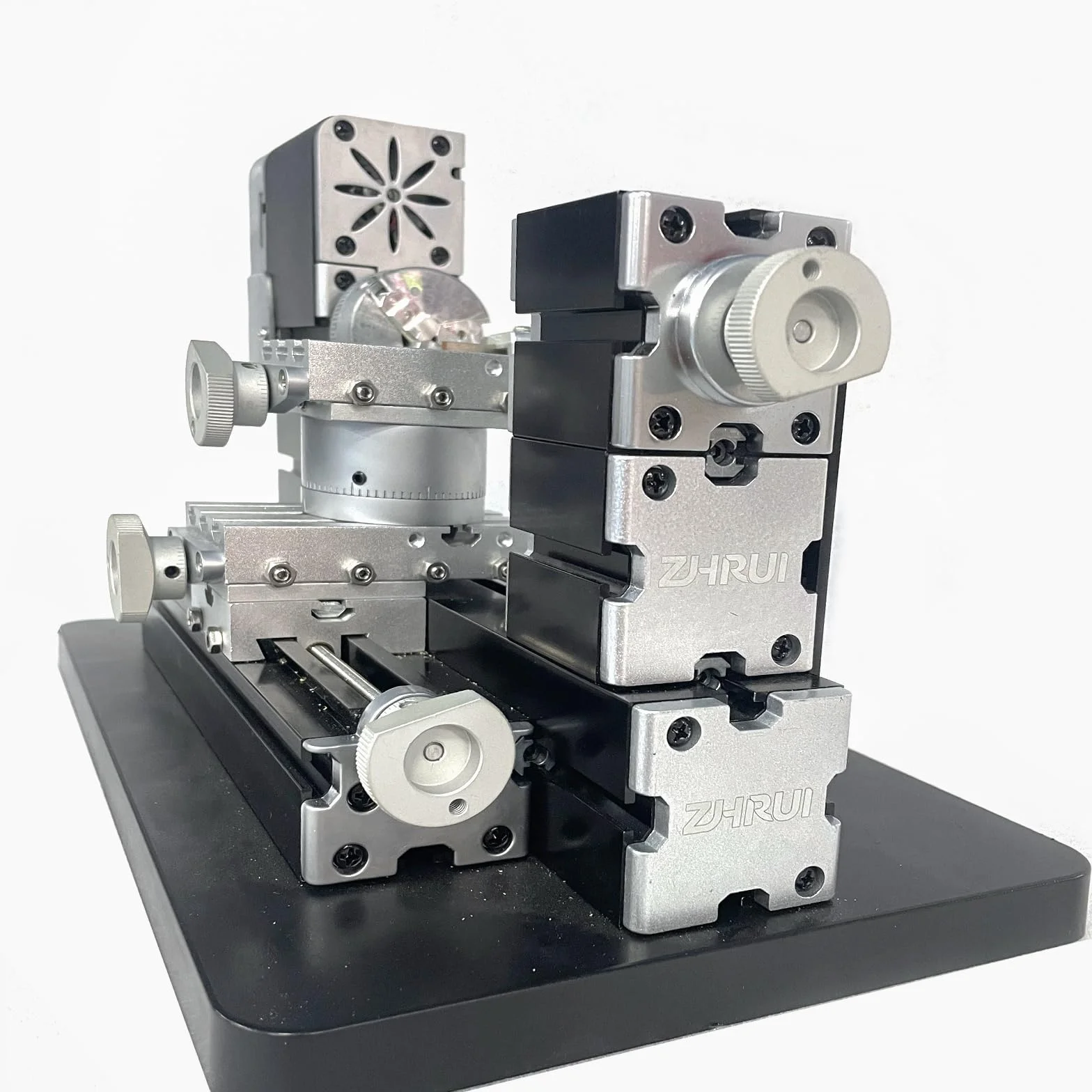 Mini torno de metal 60W 12,000 RPM, herramienta de máquina de 4 ejes para metal blando, madera, acrílico, plástico, mini torno de precisión con guarda de seguridad, indexador rápido, escala de