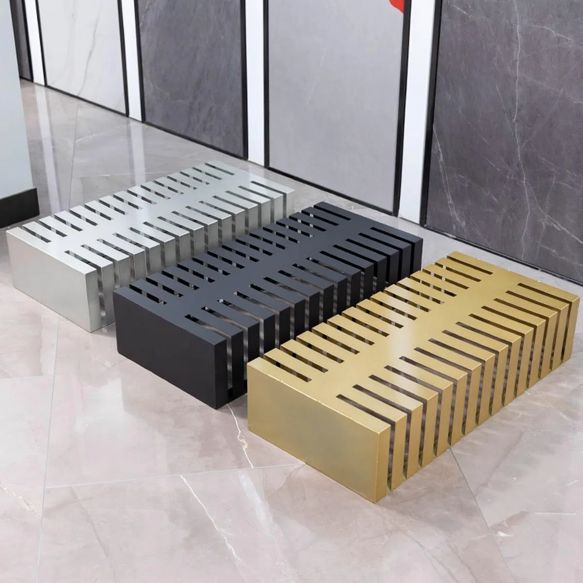 Expositor muestras Materiales construcción, Almacenamiento Azulejos para exhibición minorista, Estante exhibición muestras Azulejos, Estante Almacenamiento Countertop Mármol(Nero)