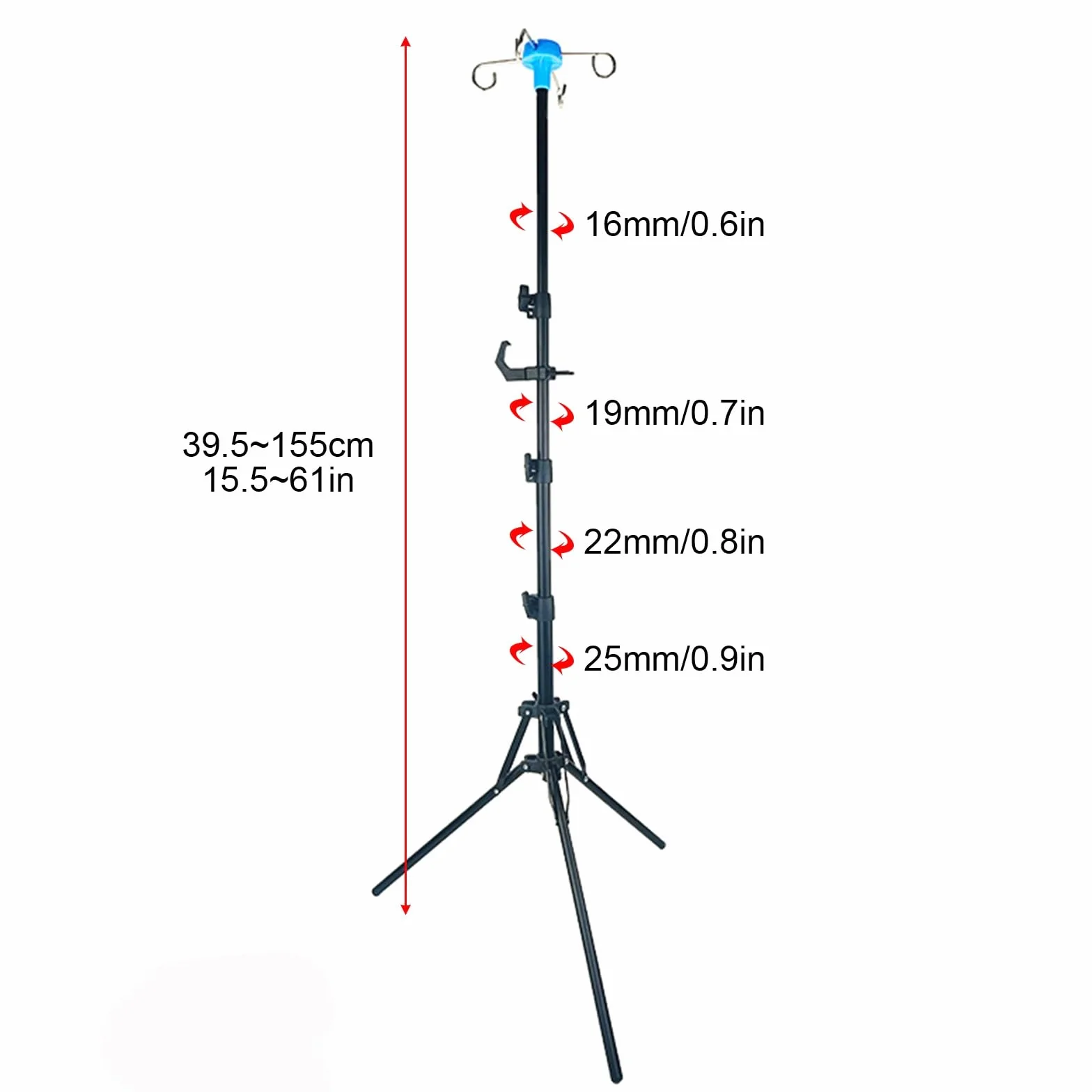 Soporte Poste Plegable Intravenoso, Medical IV Pole Soporte, Soporte Portatil Portasueros para Sillas de Ruedas, Camas, Clínicas de Enfermería, Atención Domiciliaria, Viajes