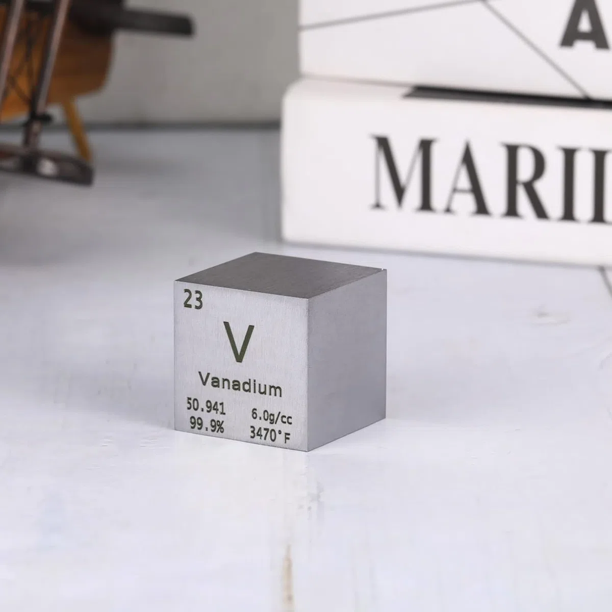 Cubo de vanadio de 1 pulgada de 25,4 mm de densidad de metal puro cubo de metal de alta densidad para colecciones de elementos, experimentos de laboratorio, material de experimentos