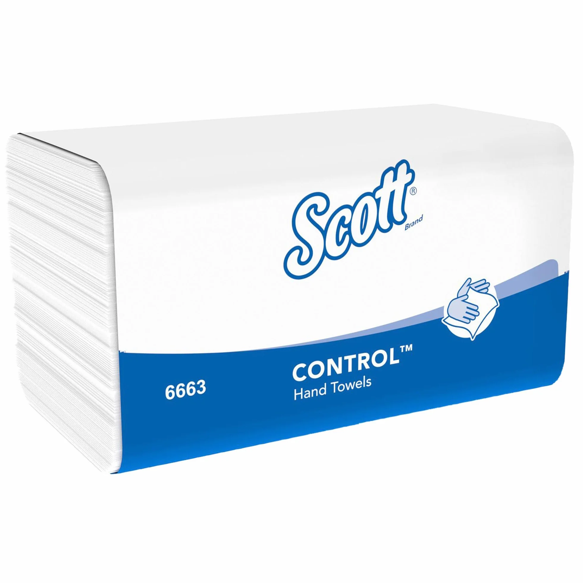 Scott Control Secamanos interplegados 6663, Papel secamanos plegado en M, 1 Capa, Absorbente y Resistente, 15 Paquetes x 212 Hojas de Papel Blancas (3.180 en total)
