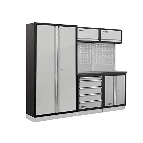 Fervi A008T - Decoración modular para taller con plataforma de acero inoxidable