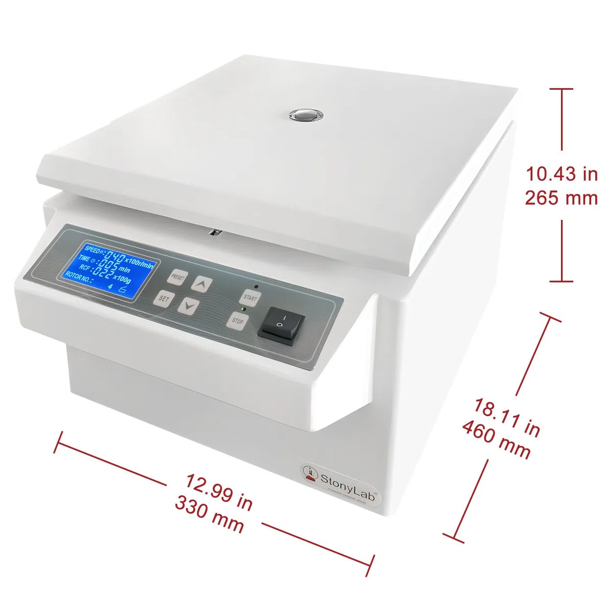 stonylab Centrífuga de Baja Velocidad, 220V/60Hz, Centrífuga Digital de Sobremesa con Velocidad Máxima de 4000 RPM, Fuerza Centrífuga Máxima de 2400xg, Rotor de Ángulo de 15 ml x 12