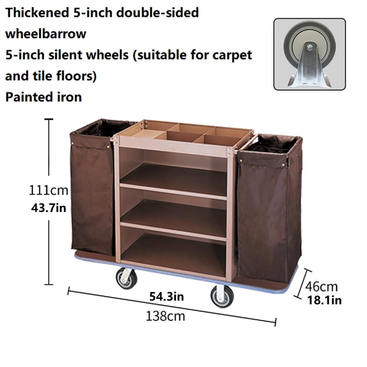 Carrito de hotel multifuncional con cerradura, carrito de limpieza comercial industrial para limpieza doméstica y servicio de habitaciones, soluciones de limpieza duraderas y eficientes