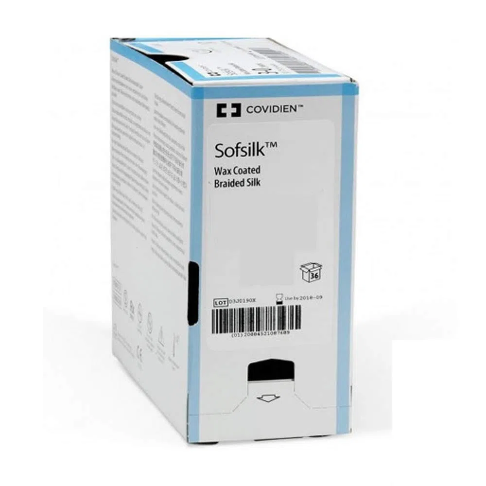 Sutura Seda Negra SOFSILK 5/0 BLK 19mm 3/8 75 cm | Caja de 36 u |