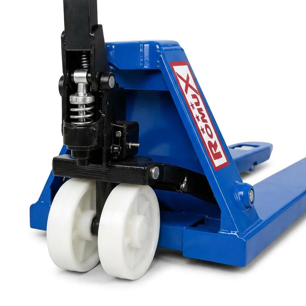 Transpaleta Manual Industrial Azul 2500 Kg con Ruedas de Nylon