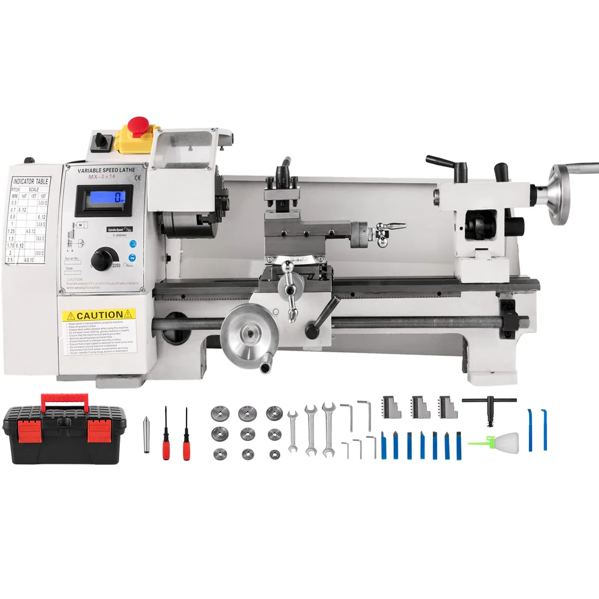 VEVOR Torno Metal Torno Metal Pequeño para Taladrado de Torneado Torno de Trabajo de Metal (8"x 14" -650W)