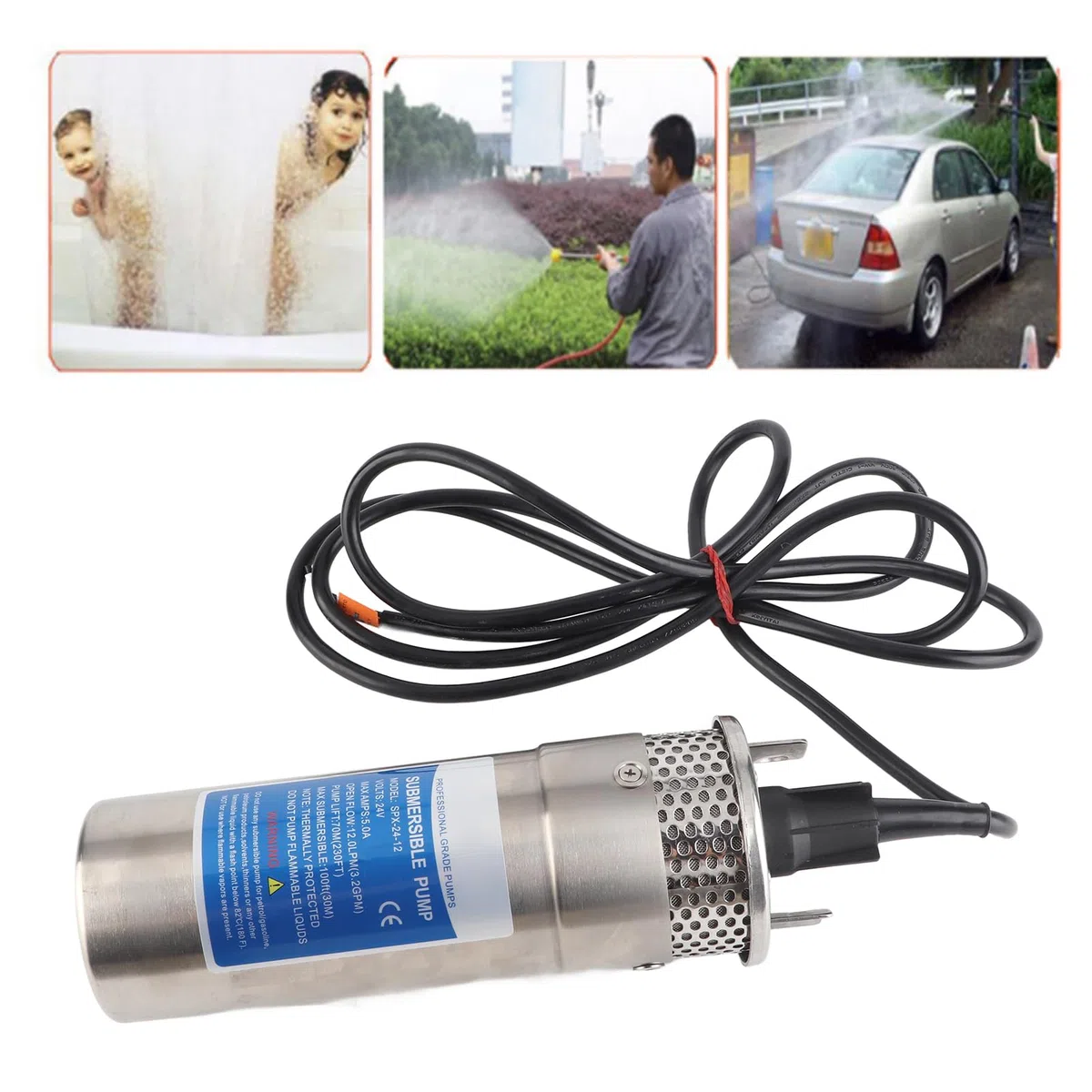 Bomba de agua de pozo sumergible de 24 V, bomba de refuerzo solar Bomba de pozo de acero inoxidable Bomba de refuerzo sumergible Bomba de agua de jardín para uso industrial, riego
