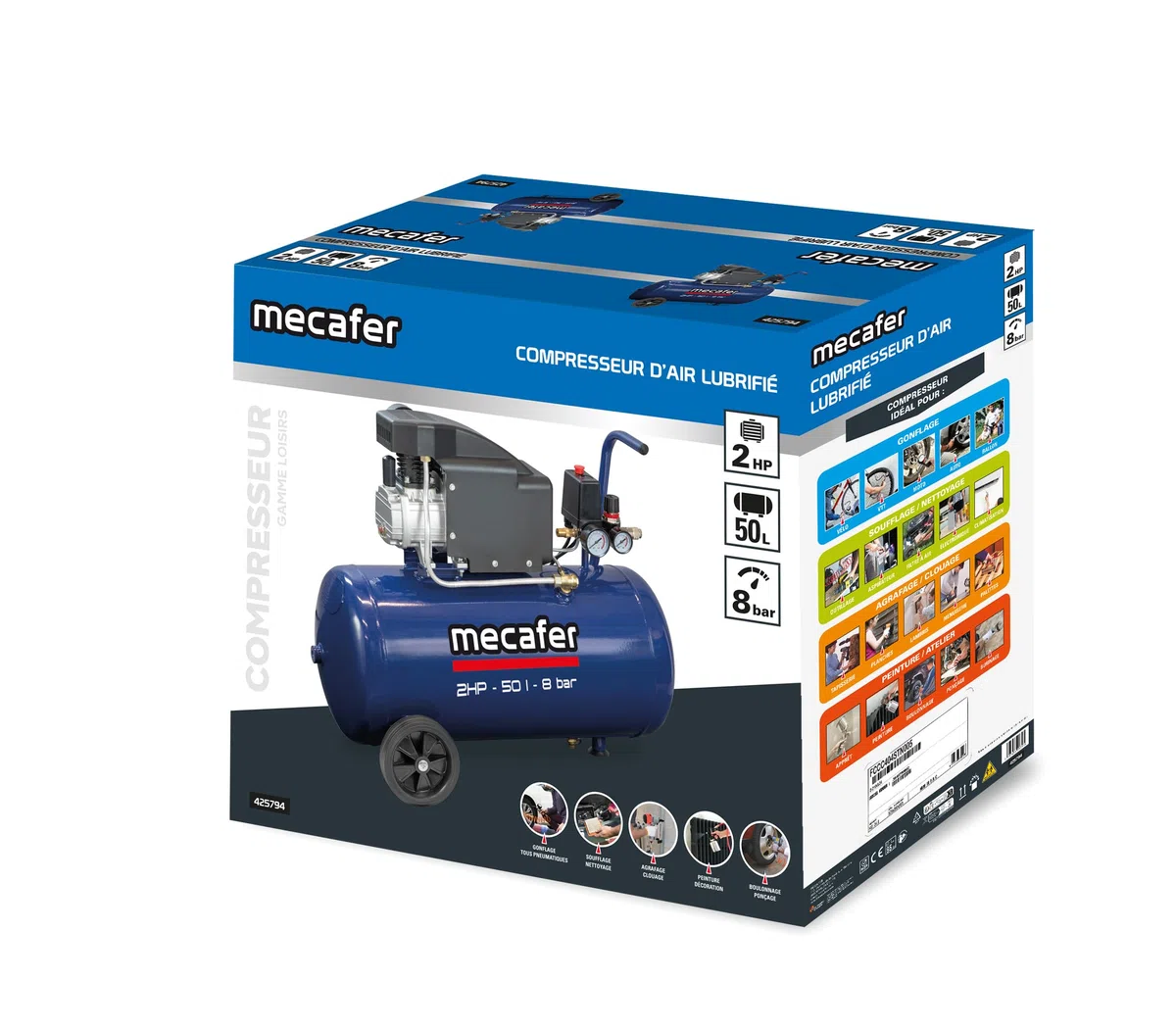 Mecafer 425794 Compresor 50 L bleu line