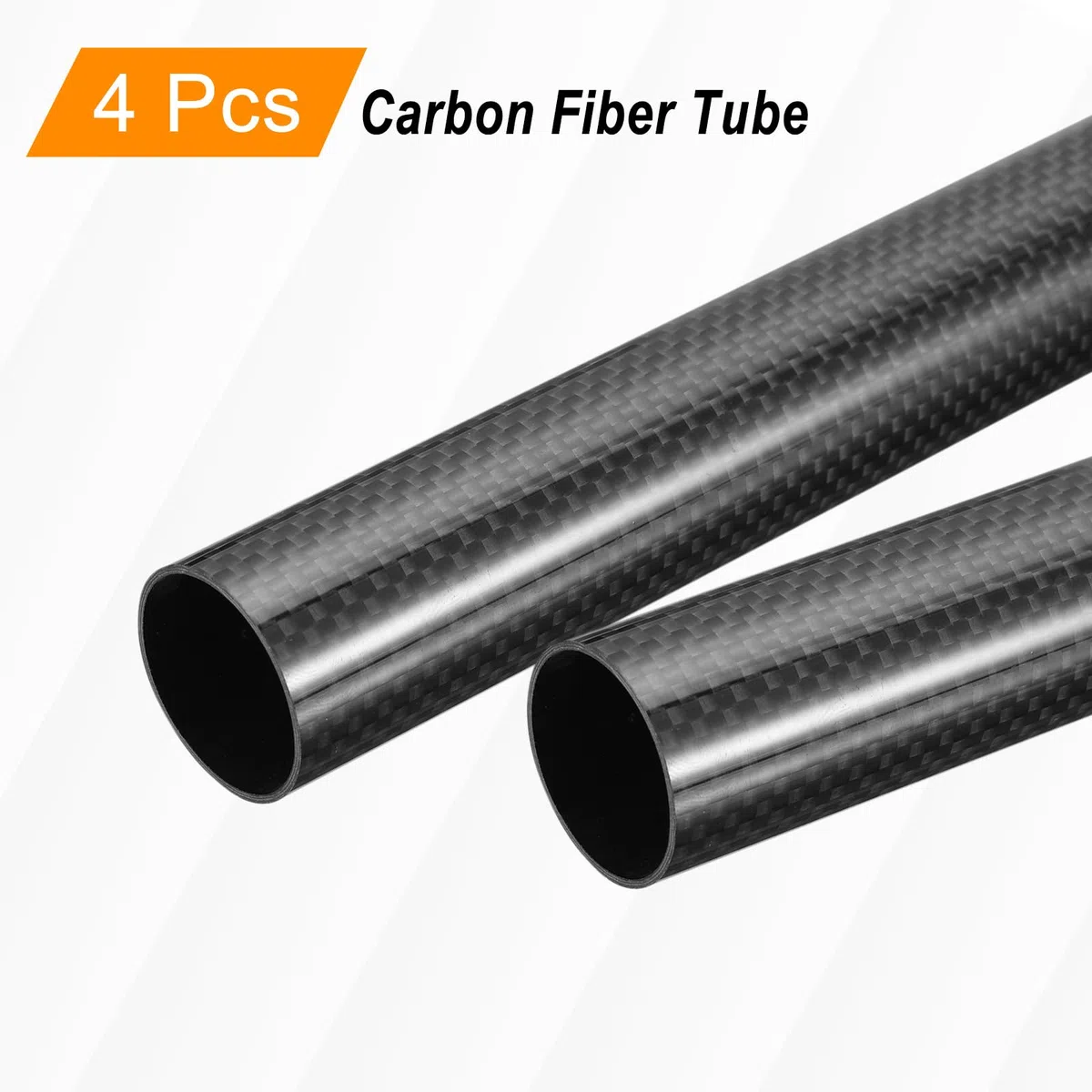 QUARKZMAN Carbono Fibra Tubos, 500mm x 30mm x 28mm 3K Huecos Carbono Envueltos Tubos Redondo Simple Tejido Brillante Superficie para Quadcopter Paquete de 4