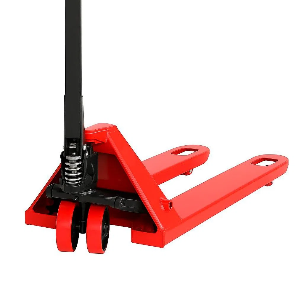 Transpaleta Manual ROMUX Industrial 3000 Kg / 3 Toneladas - Agarre Ergonómico - Ruedas de Poliuretano (PU) Silenciosas - Horquilla 550x1150 mm - Ideal para Almacén, Logística y Carga Pesada (Rojo)