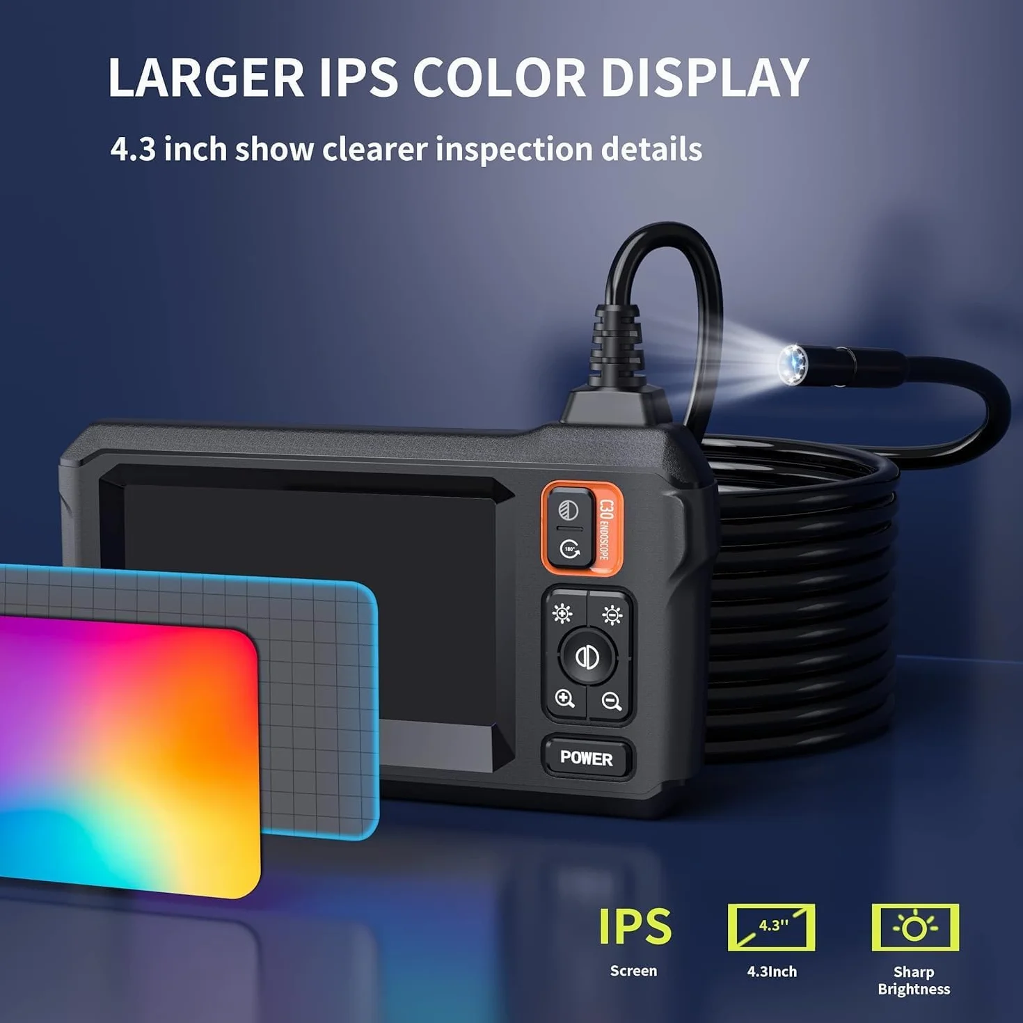 Daxiongmao Cámara Endoscopio con Luz, 1080P HD, 8 Luces LED, 16.4 Pies, IP67 Impermeable, Blanco