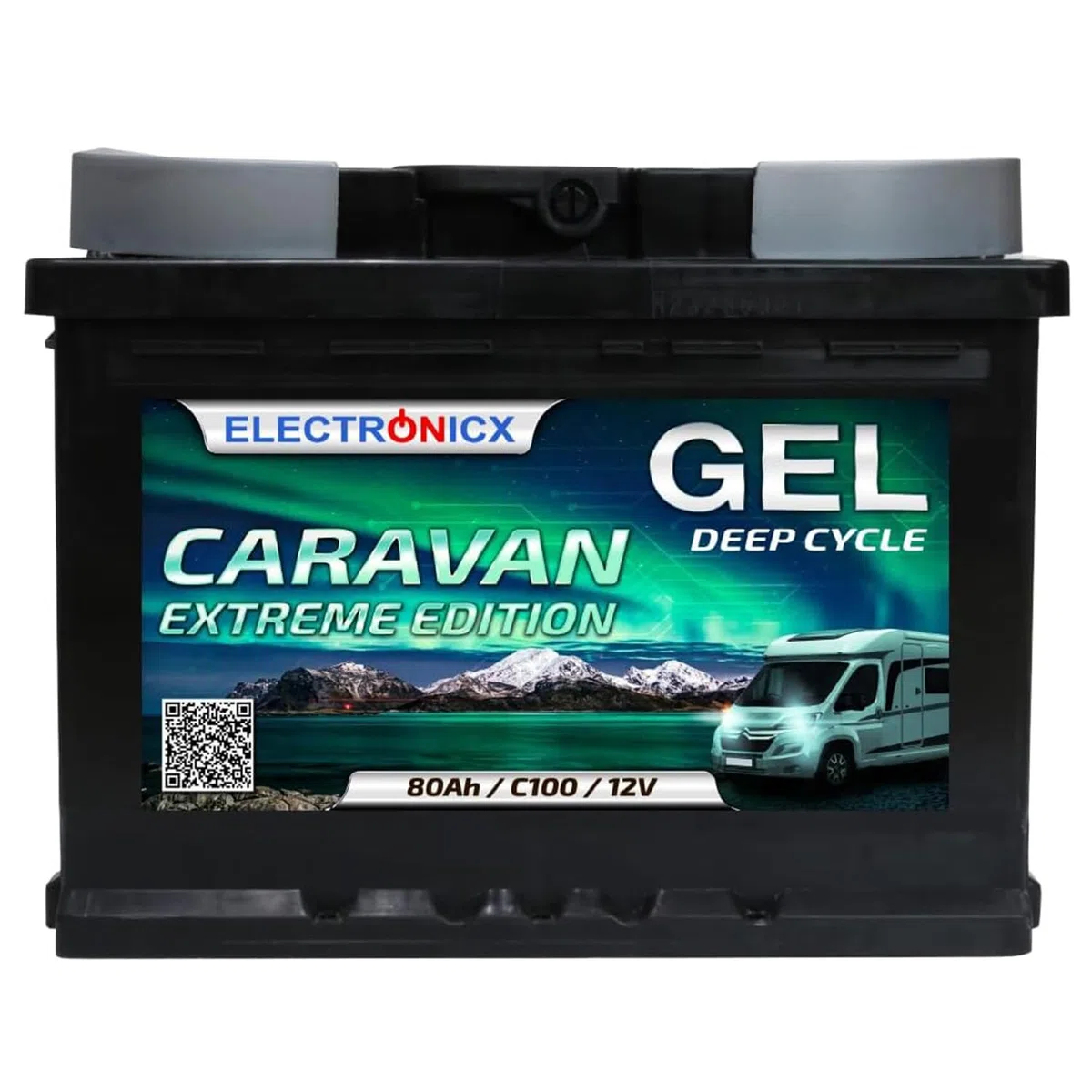 Elektronicx 12 V 80 Ah Batería de Gel – Batería de ciclo profundo sin mantenimiento, ideal para autocaravanas, barcos, aplicaciones solares, camping y sistemas de energía fuera de la red.
