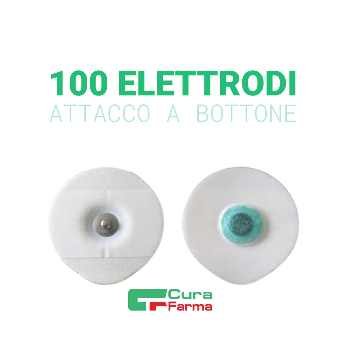 100 electrodos universales de gel adhesivos de clip ECG casquillo botón electrodo. Original cuidado Farma (Tamaño: 50 x 48 mm)