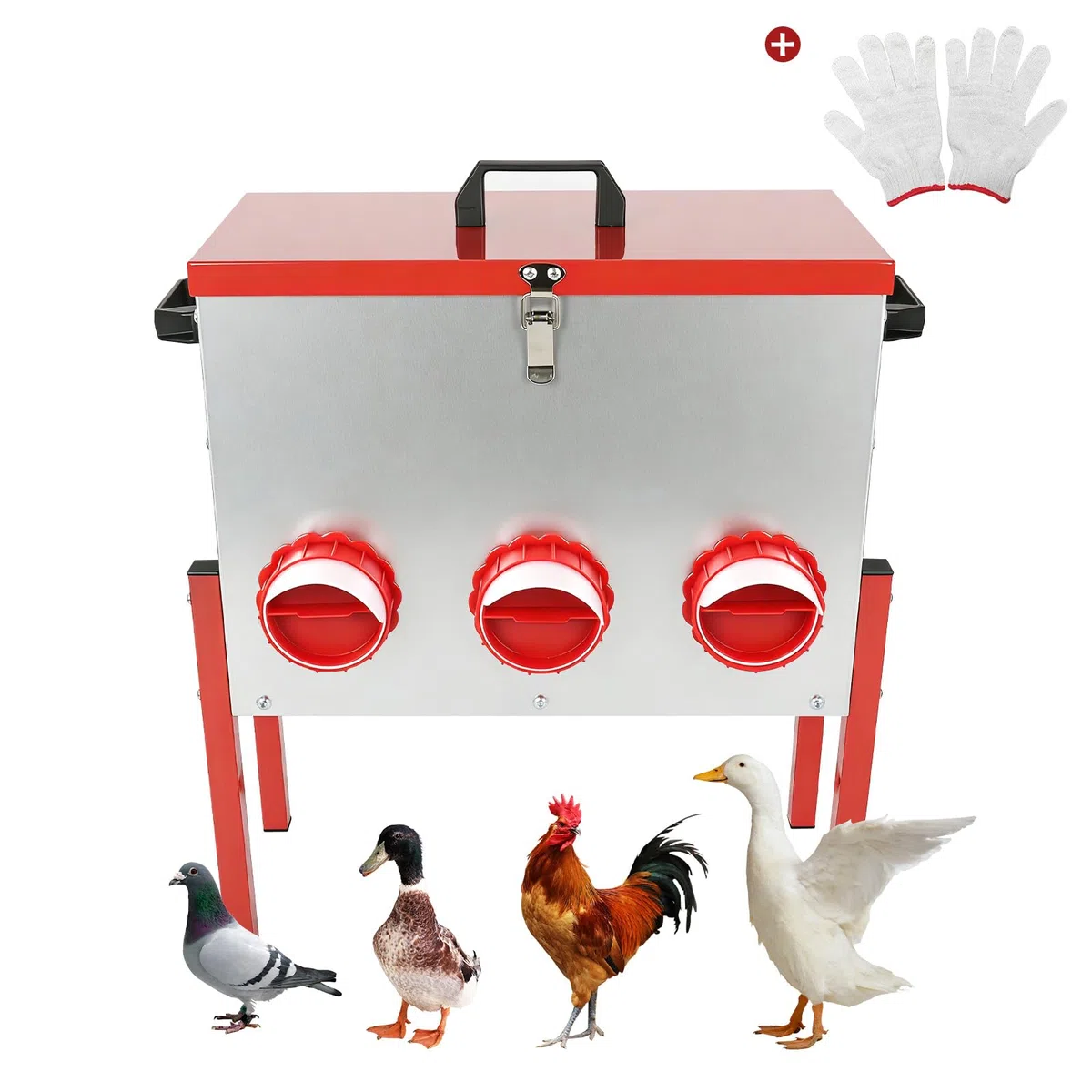 Comedero Automático para Pollos de Gran Capacidad 15 kg (33 lbs), Comedero para Pollos a Prueba de Ratas con 6 Orificios de Alimentación para Cría de Patos/Gansos, para Gallinero