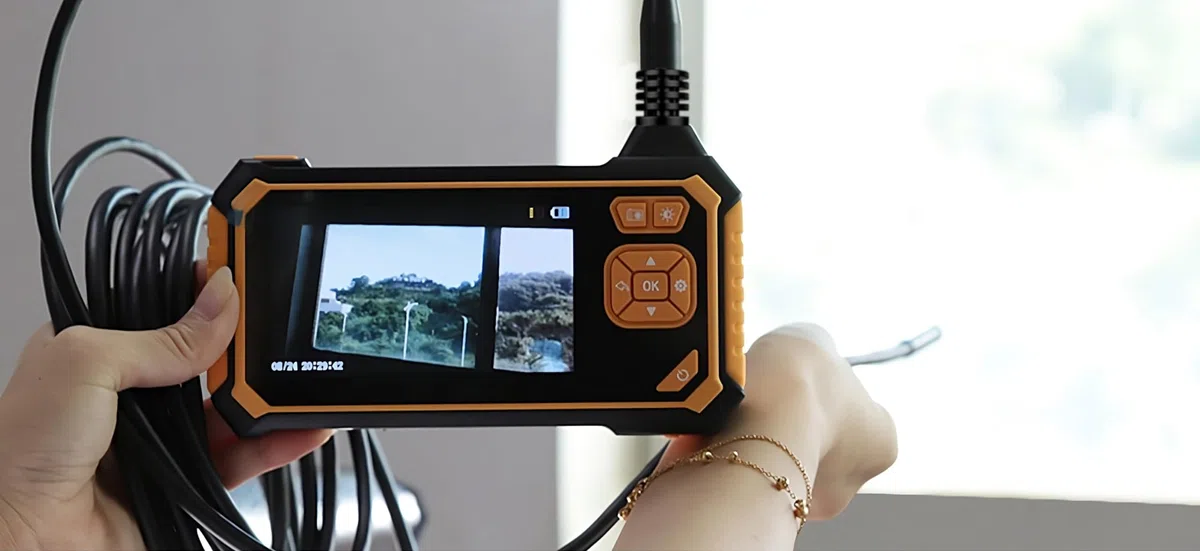 Retoo Endoscopio Cámara de Inspección Industrial Digital de alcantarilladoImpermeable IP67 4,3 Pulgadas Pantalla HD Cable De Serpiente Semirrígido De 3 M LED Sonda