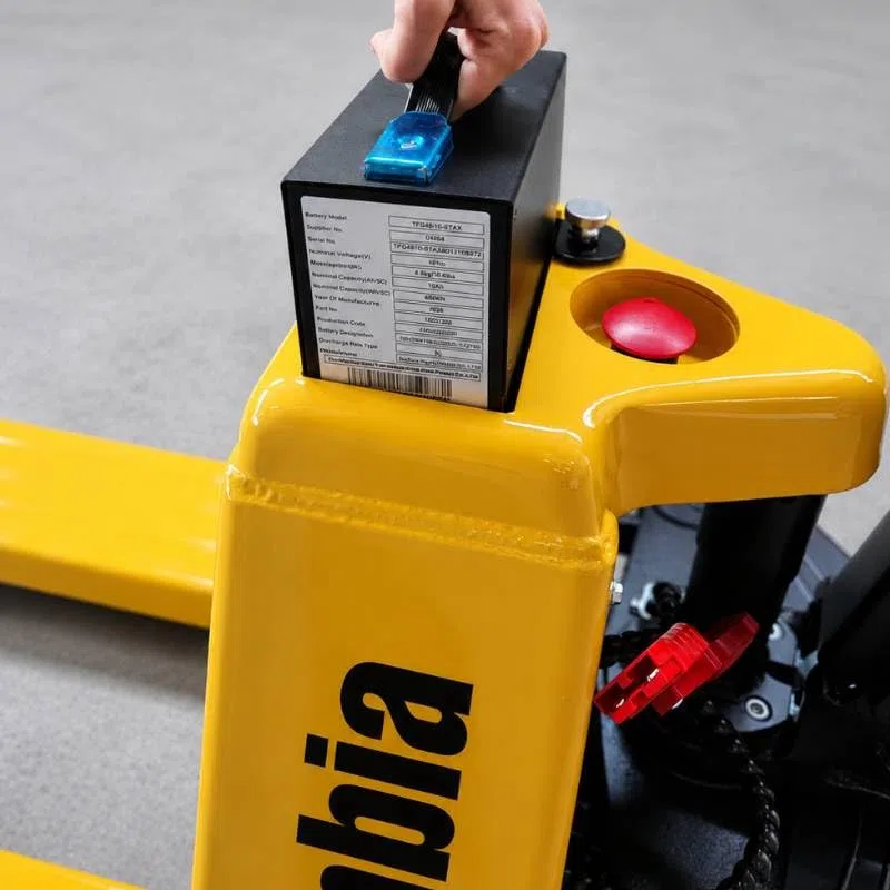 Transpaleta Eléctrica, 1500 kg, 48V/10Ah, Litio, 550x1150 mm, Pallet Jack con Batería Extraíble