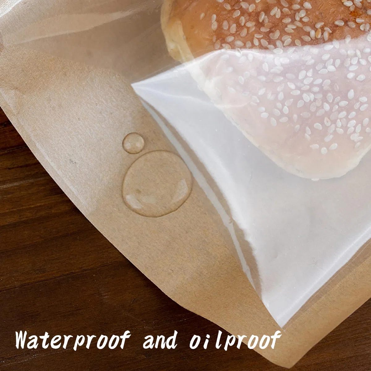 100 bolsas de repostería con cierre térmico con 500 pegatinas, bolsas transparentes para panadería con ventana, papel kraft sellado térmico a prueba de grasa, para galletas, pan, sándwich (18