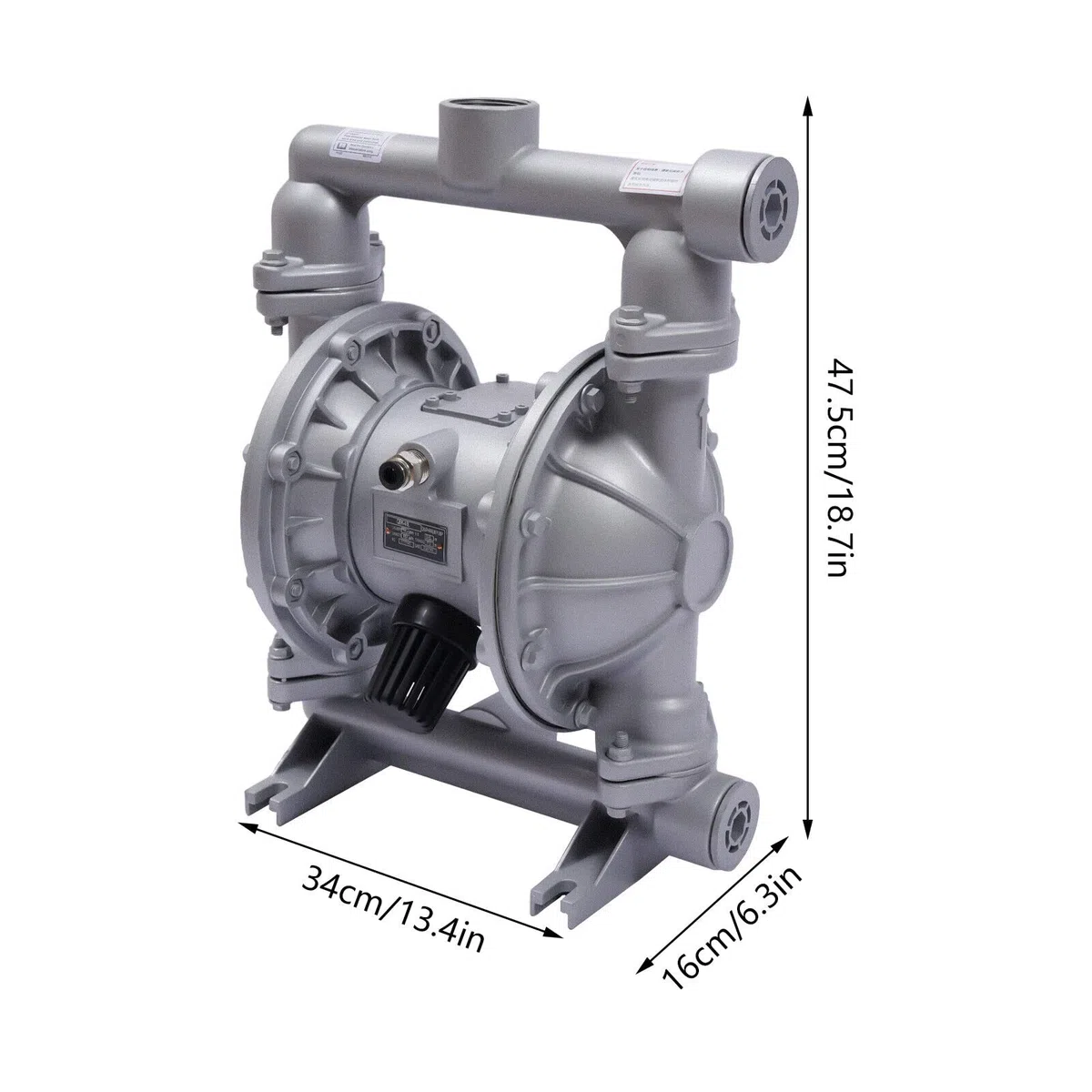 SHZICMY Bomba Neumática de Doble Diafragma 1/2″ Entrada 4″ Salida, Acero Inoxidable, Autocebante para Químicos – Bomba de Aire Accionada